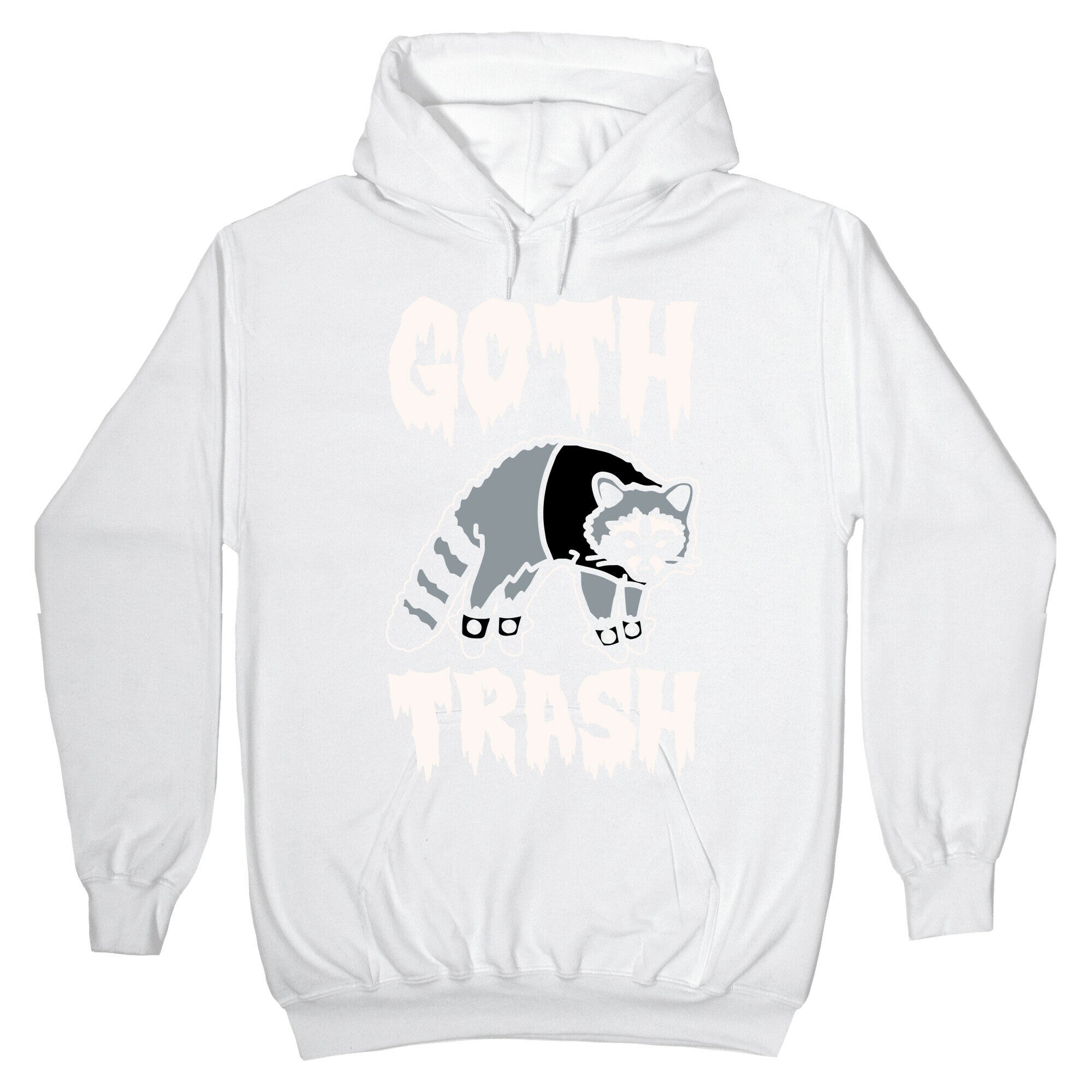 Goth Trash Raccoon White Print Hoodie