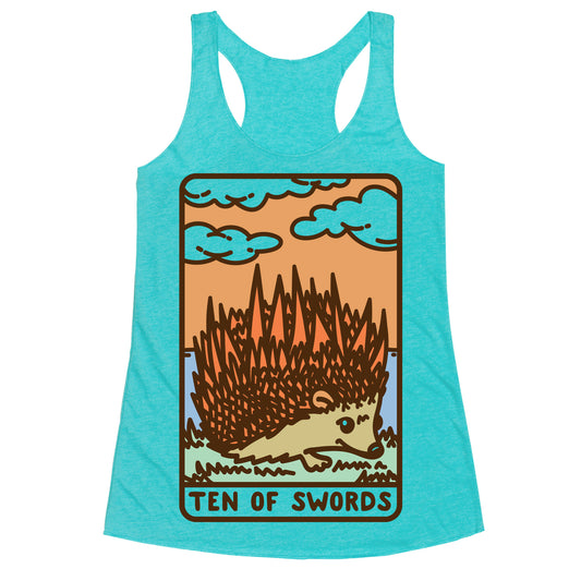 Ten of Swords HedgeHog Tarot Parody Racerback Tank