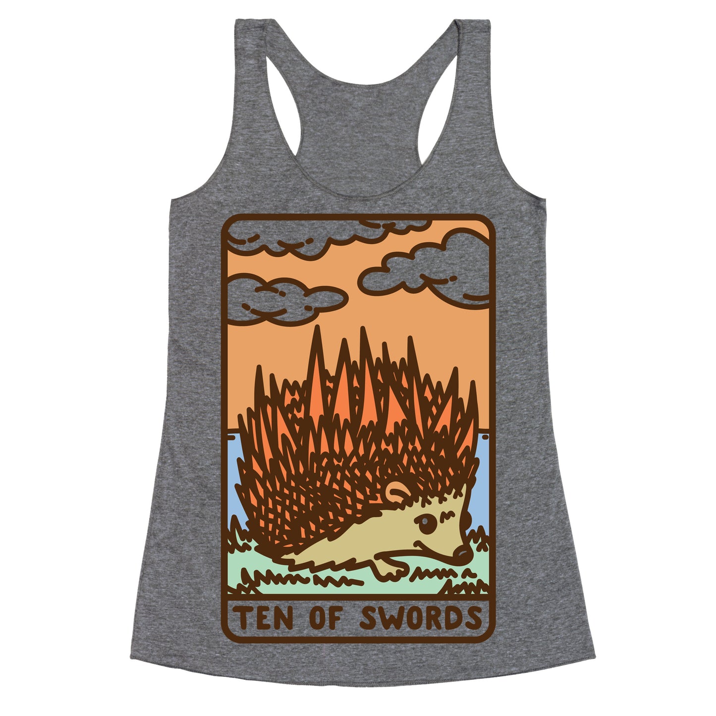 Ten of Swords HedgeHog Tarot Parody Racerback Tank