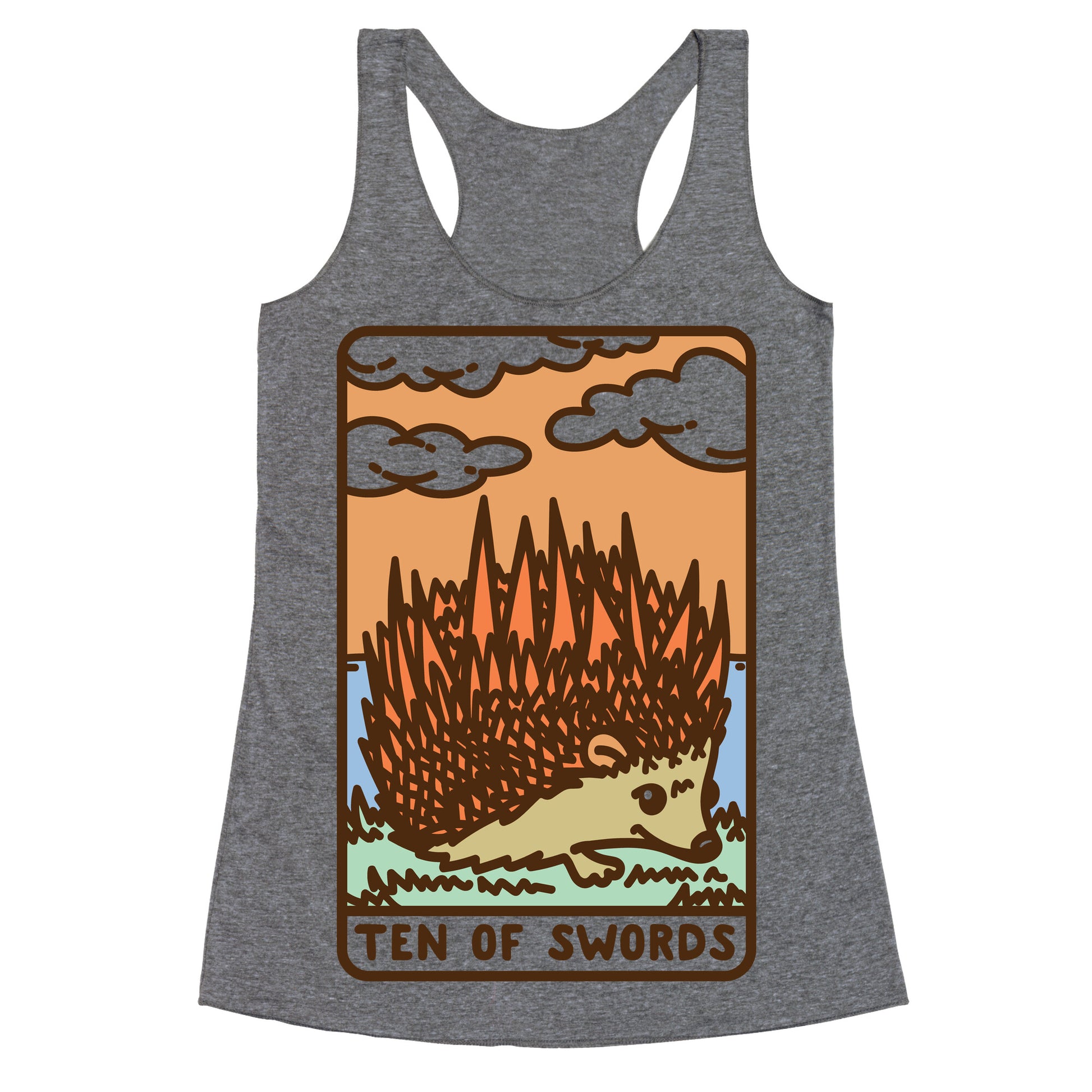 Ten of Swords HedgeHog Tarot Parody Racerback Tank