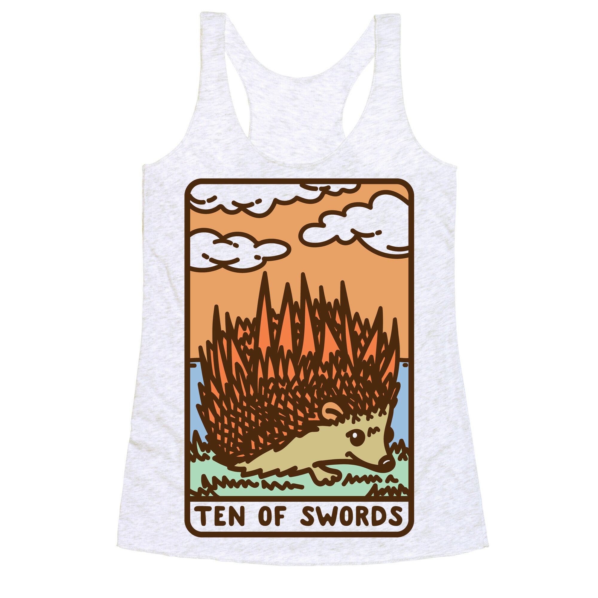 Ten of Swords HedgeHog Tarot Parody Racerback Tank