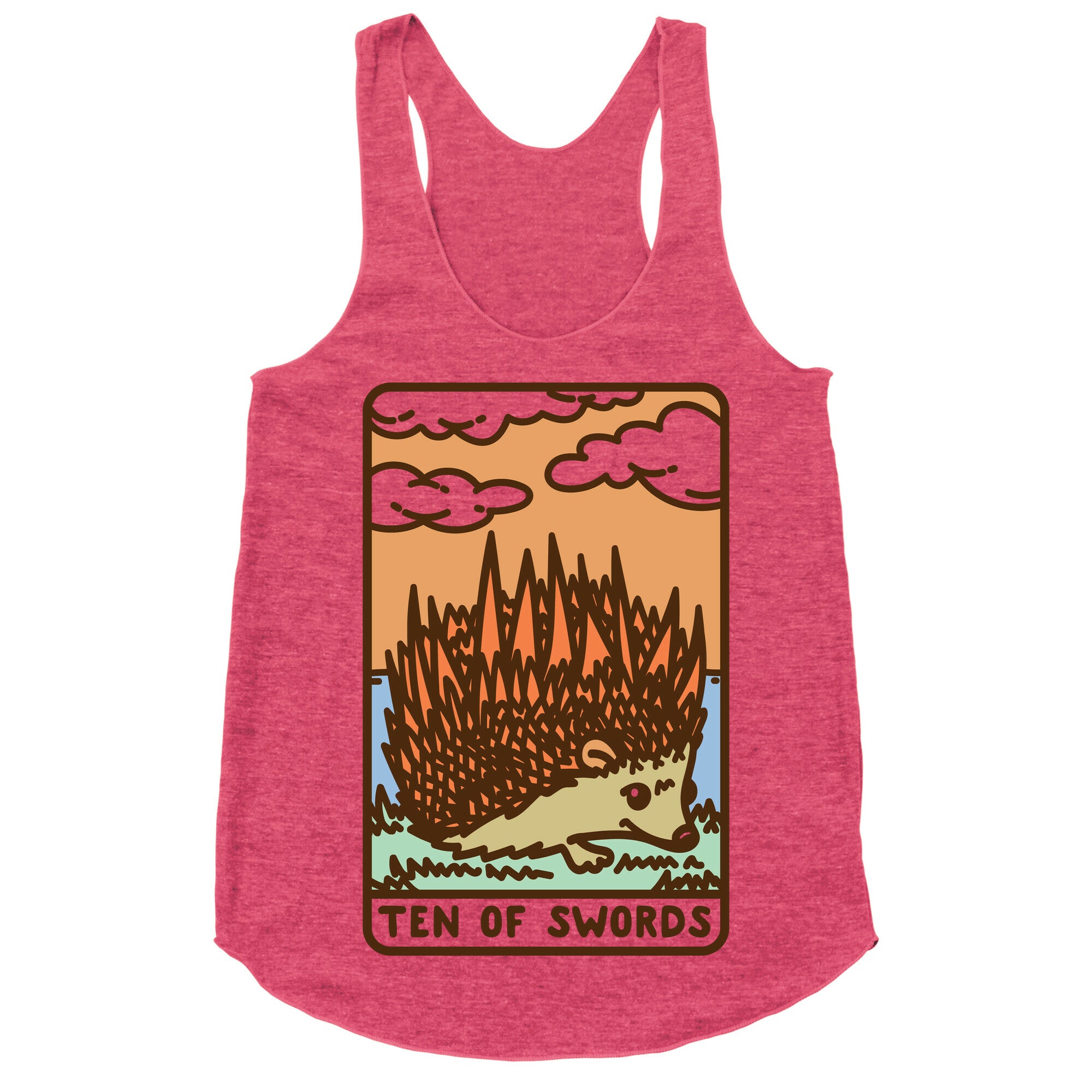 Ten of Swords HedgeHog Tarot Parody Racerback Tank
