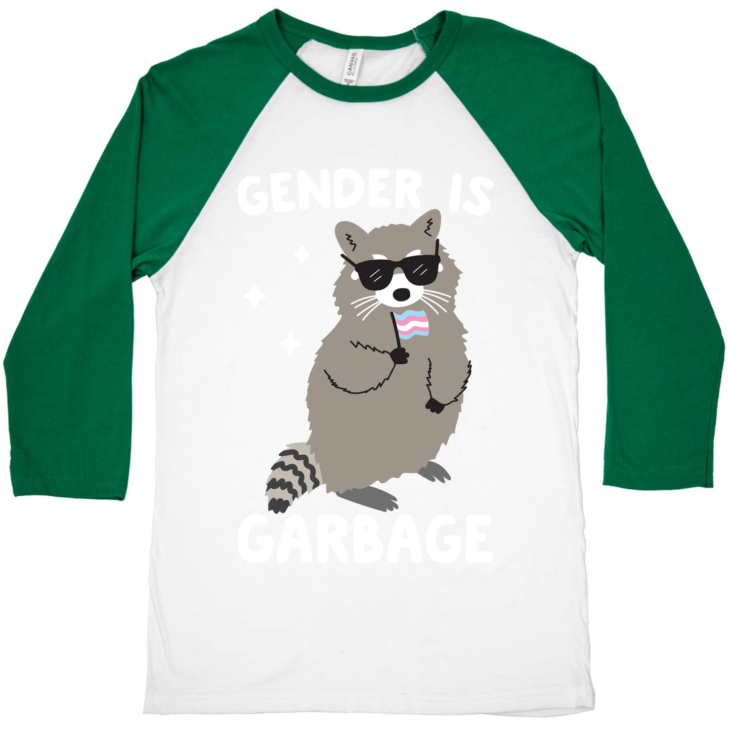 Gender Is Garbage Trans Raccoon Baseball Tee