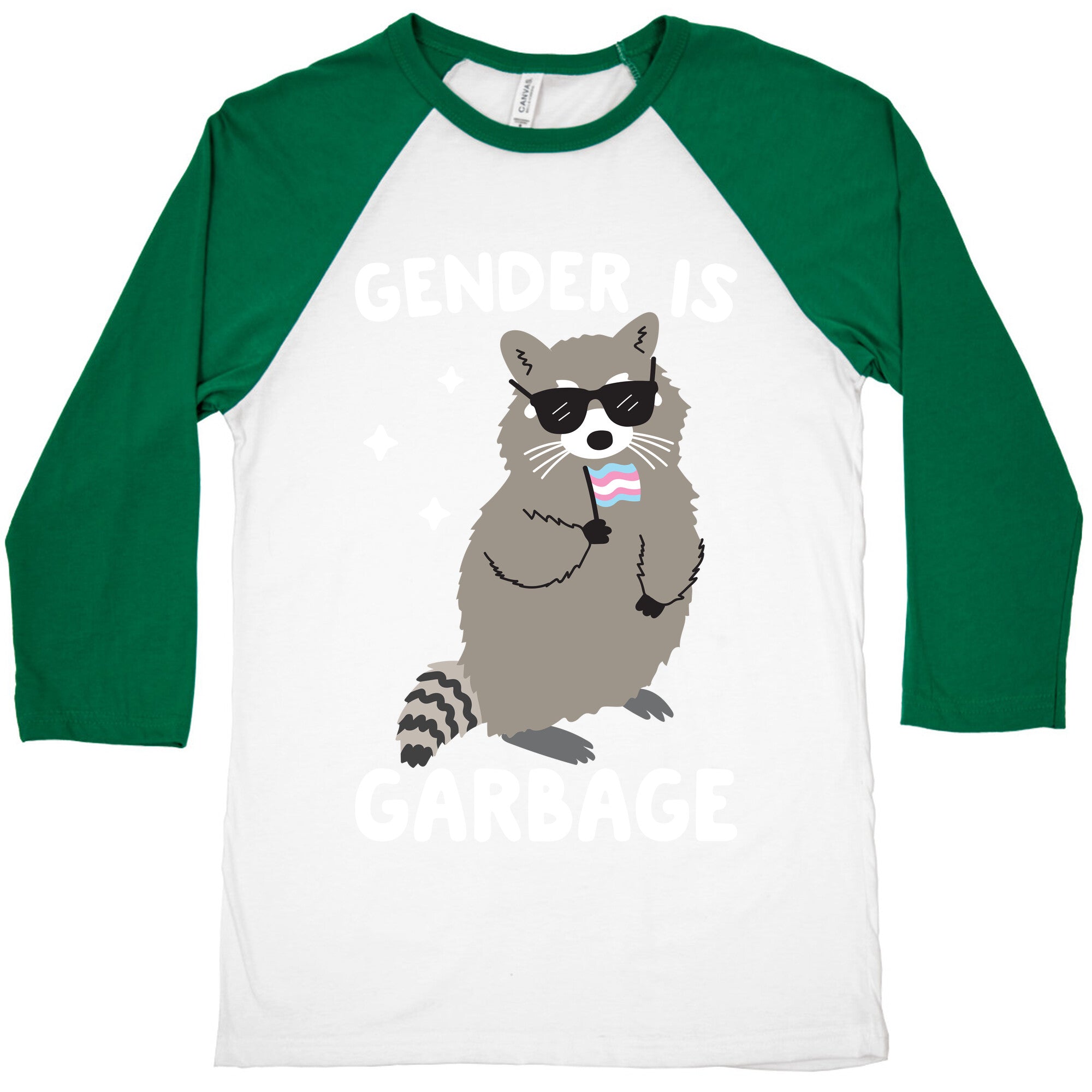 Gender Is Garbage Trans Raccoon Baseball Tee