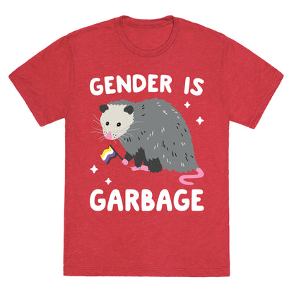 Gender Is Garbage Non-binary Opossum Unisex Triblend Tee