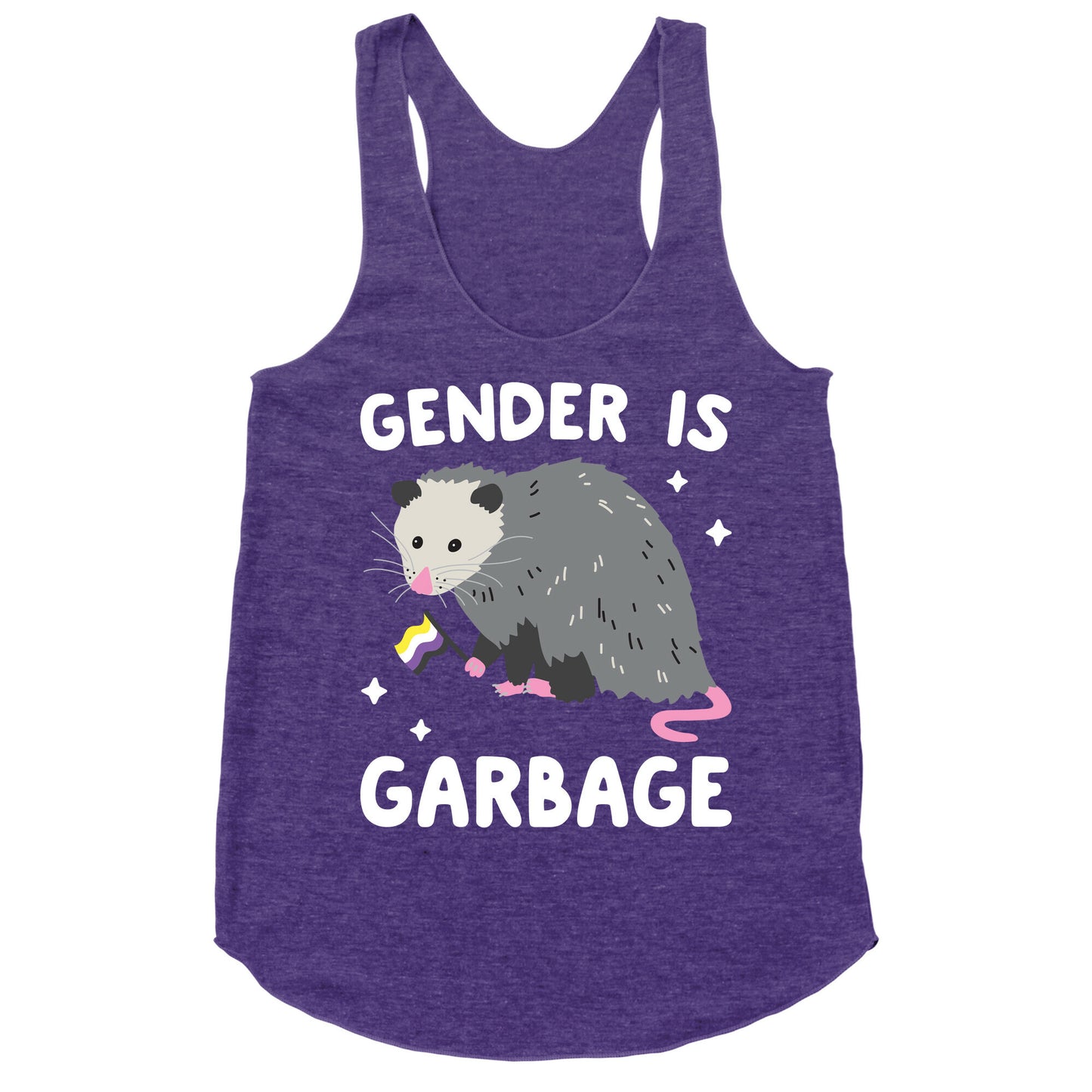 Gender Is Garbage Non-binary Opossum Racerback Tank