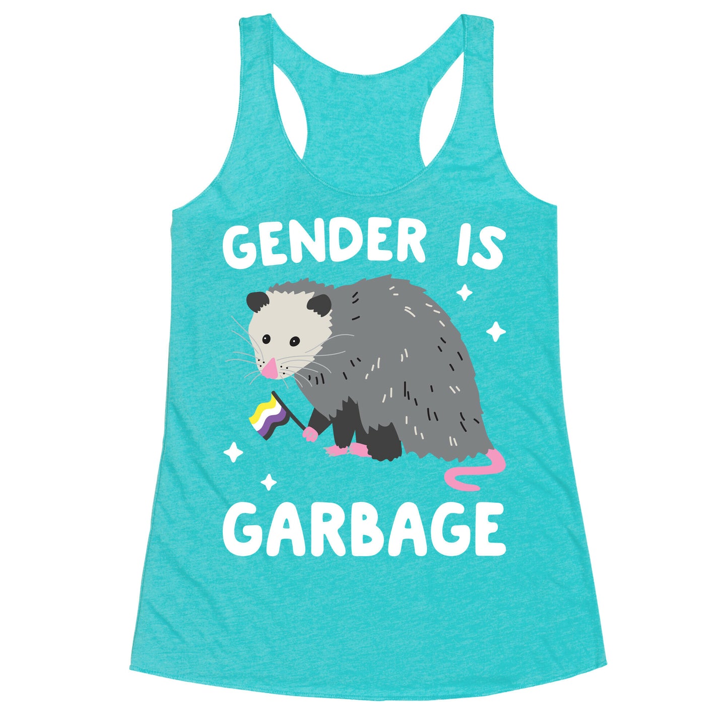 Gender Is Garbage Non-binary Opossum Racerback Tank