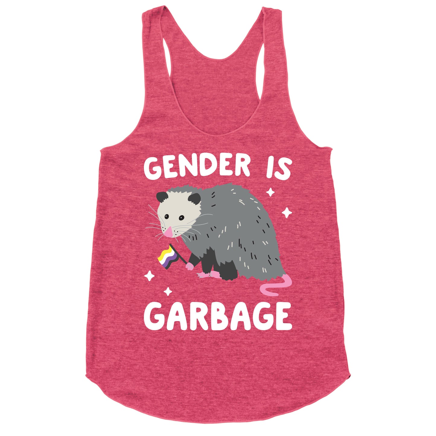 Gender Is Garbage Non-binary Opossum Racerback Tank