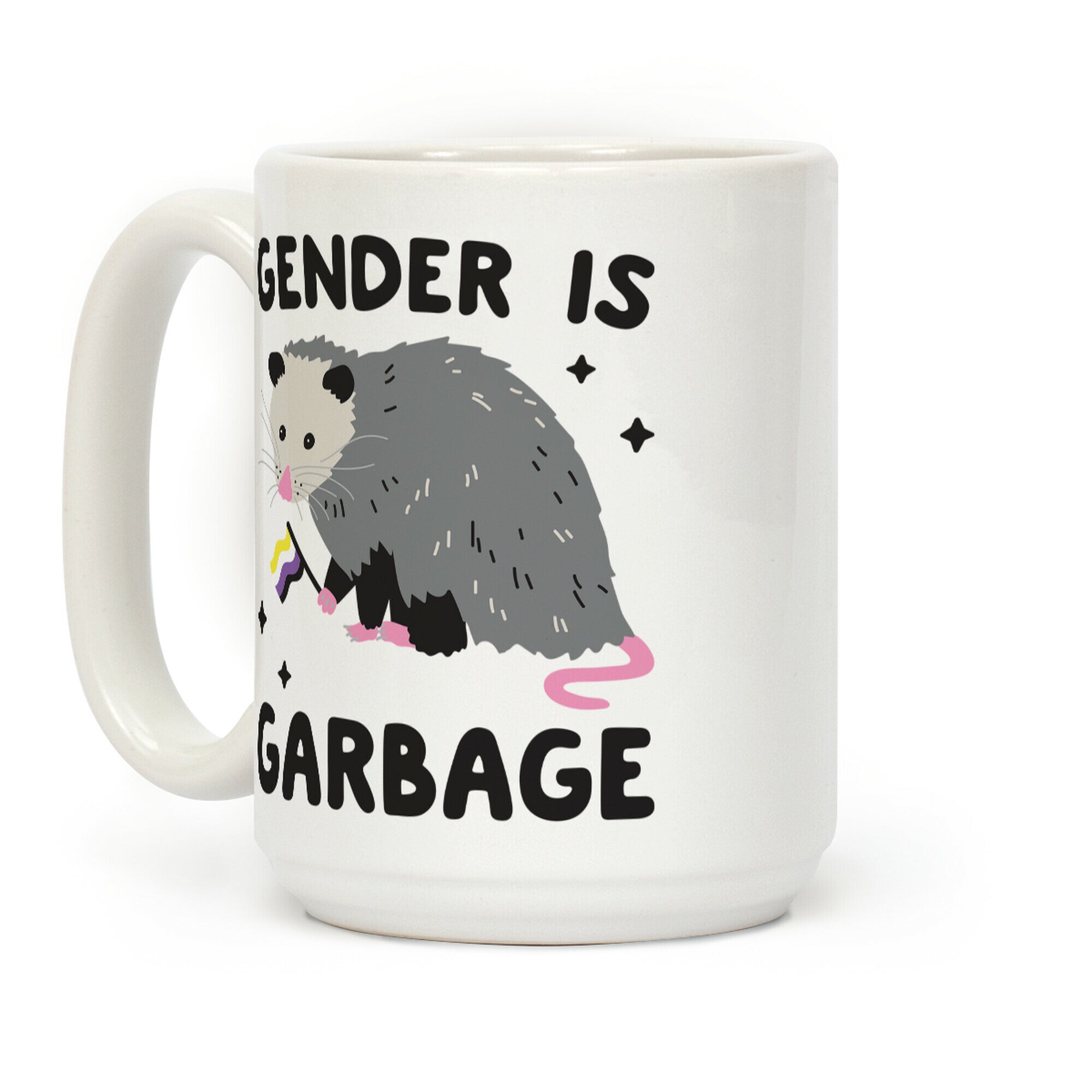 Gender Is Garbage Non-binary Opossum Coffee Mug