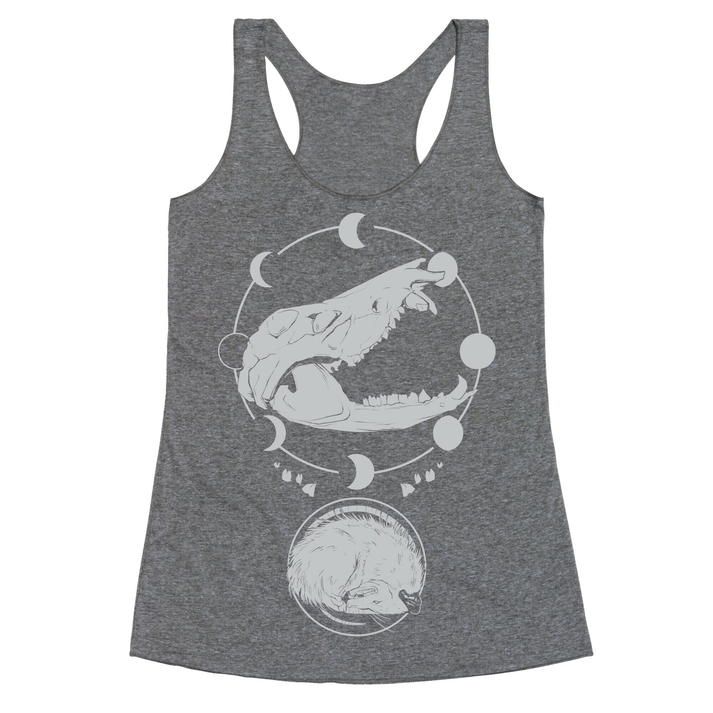 Occult Trash Possum White Print Racerback Tank