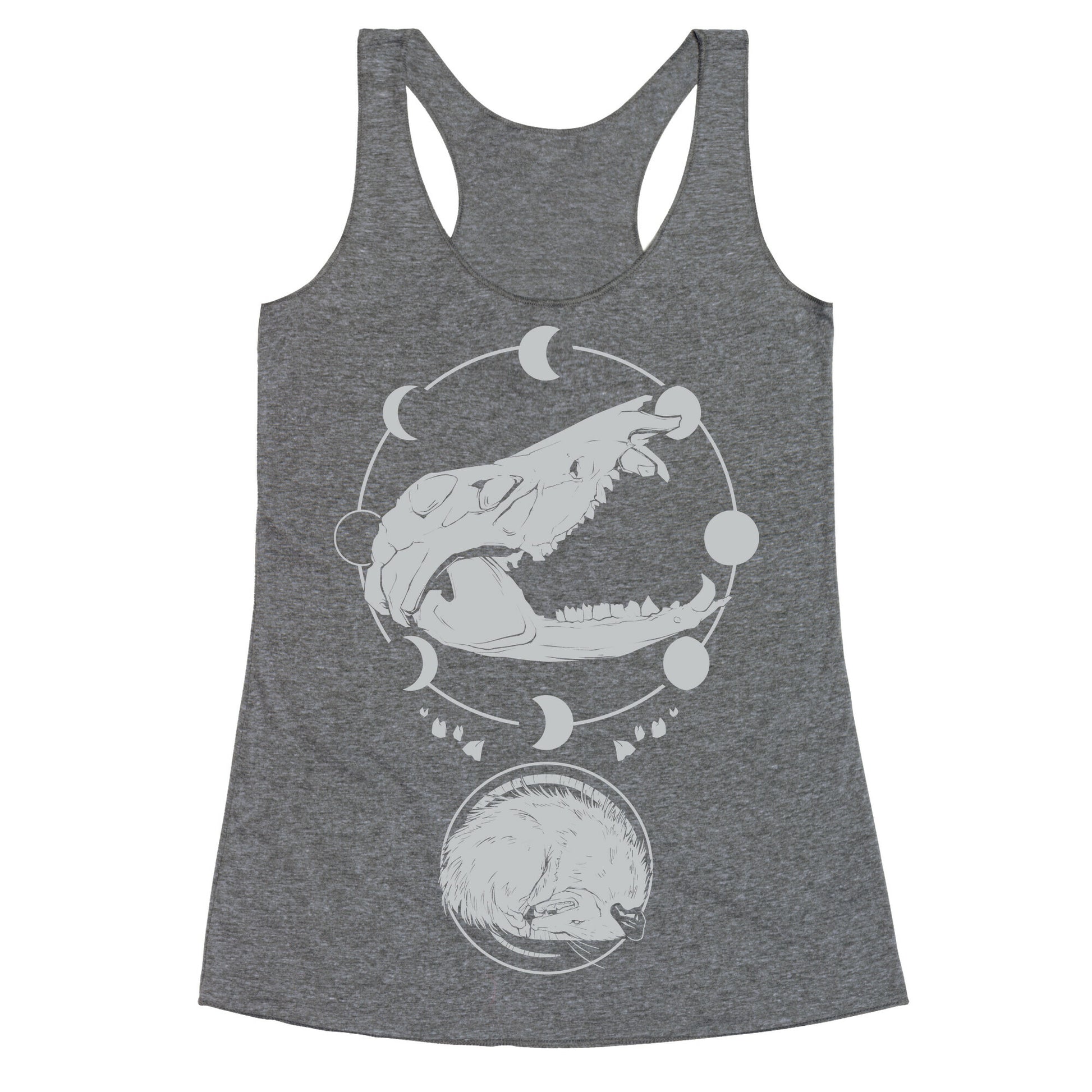 Occult Trash Possum White Print Racerback Tank