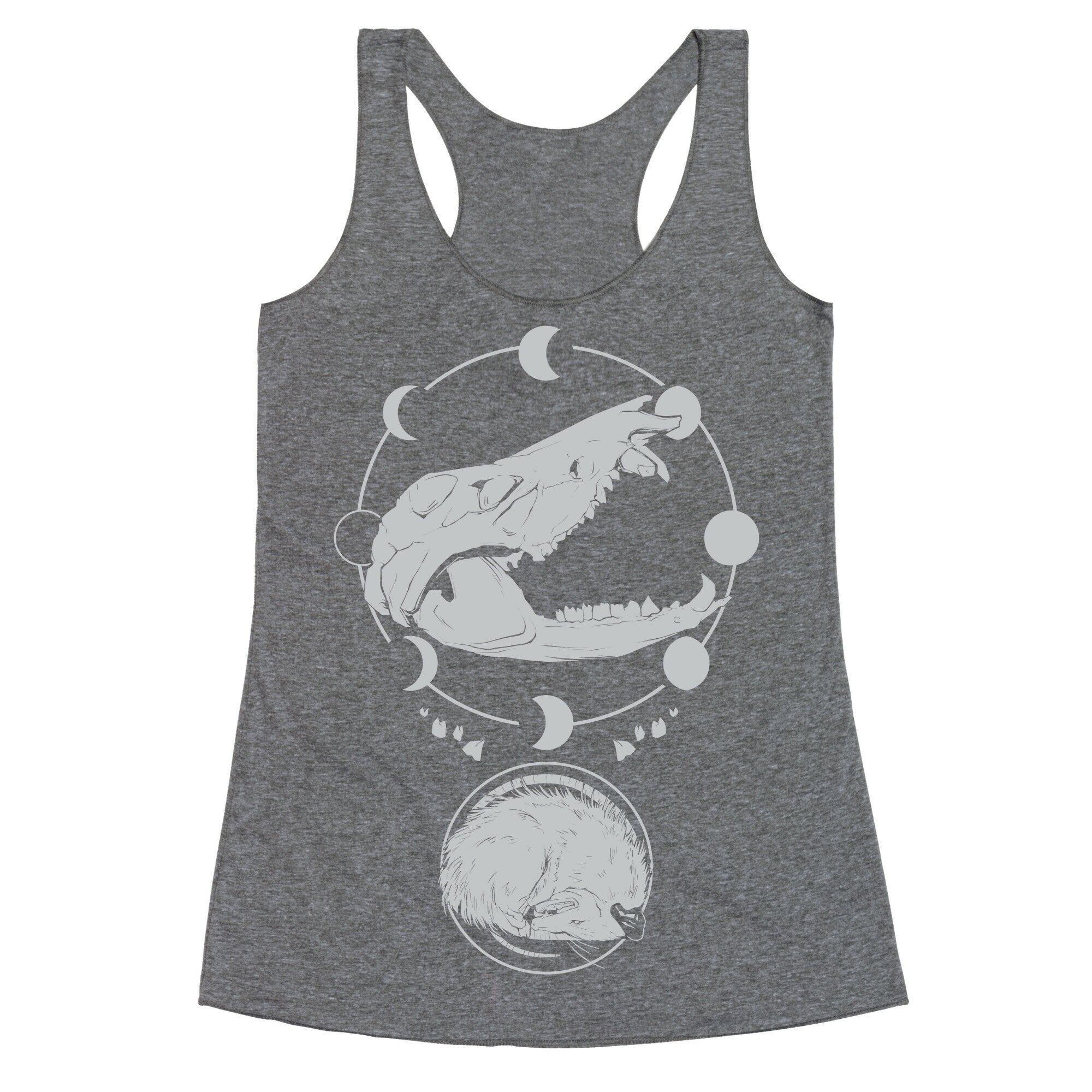 Occult Trash Possum White Print Racerback Tank
