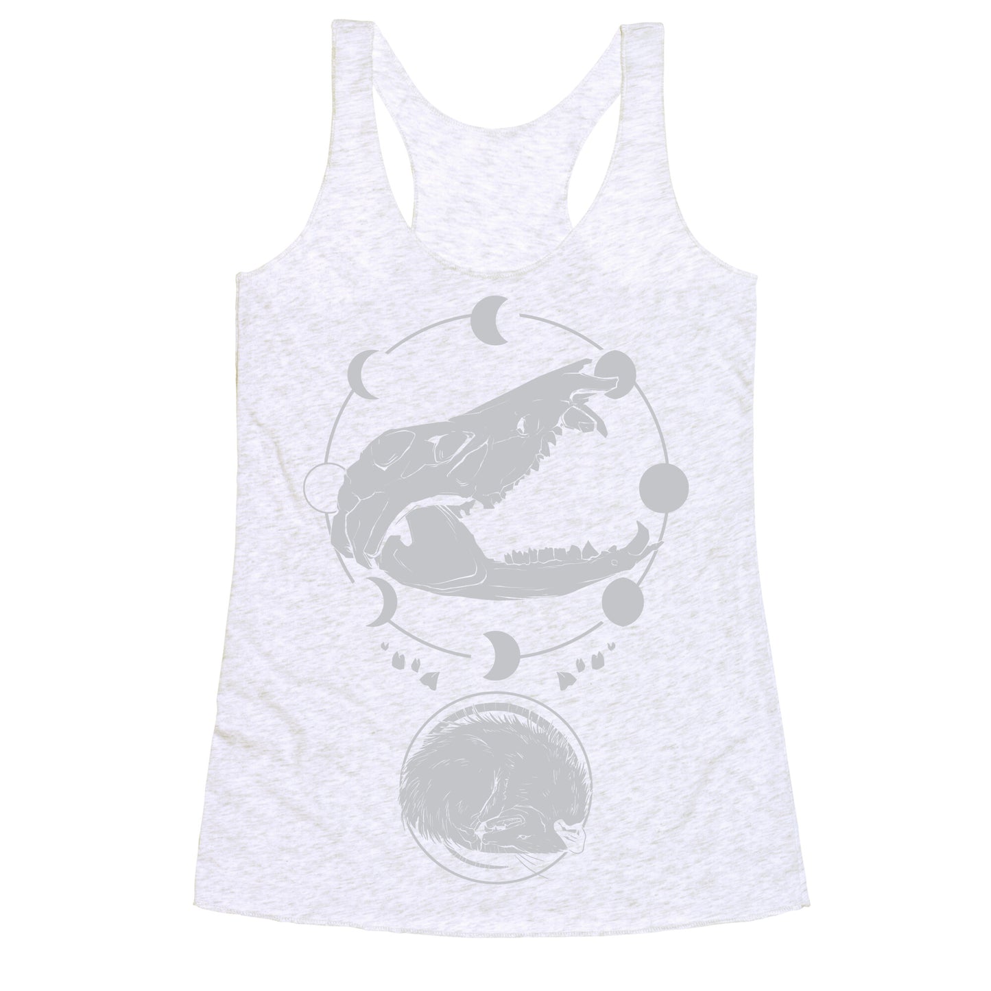 Occult Trash Possum White Print Racerback Tank