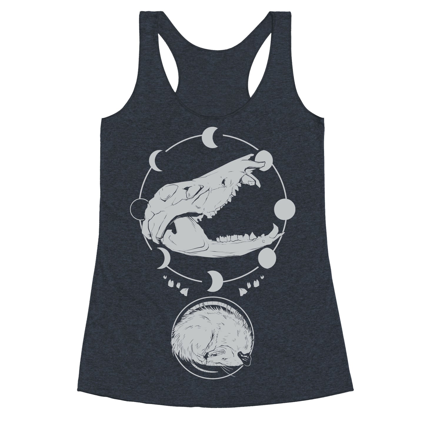 Occult Trash Possum White Print Racerback Tank