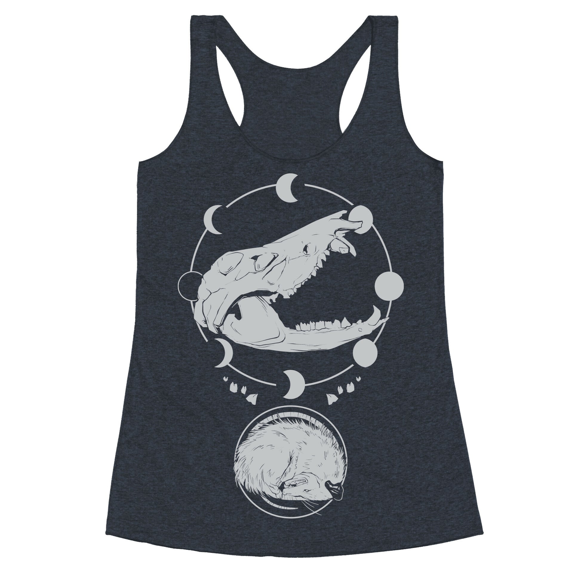 Occult Trash Possum White Print Racerback Tank