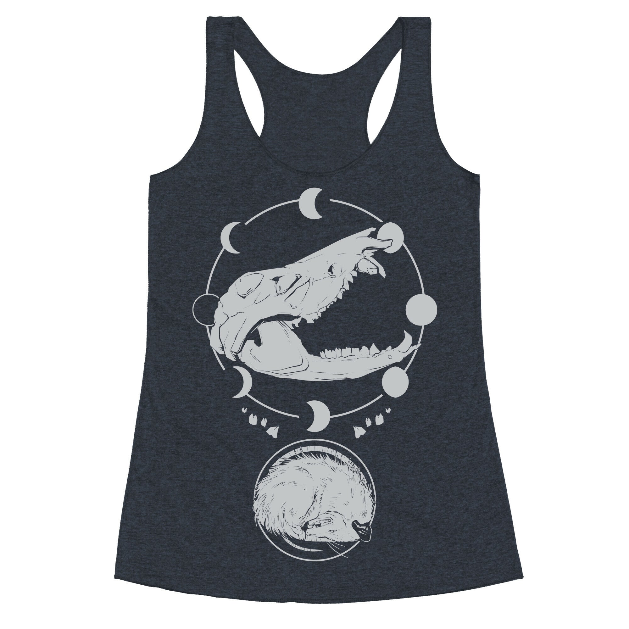 Occult Trash Possum White Print Racerback Tank