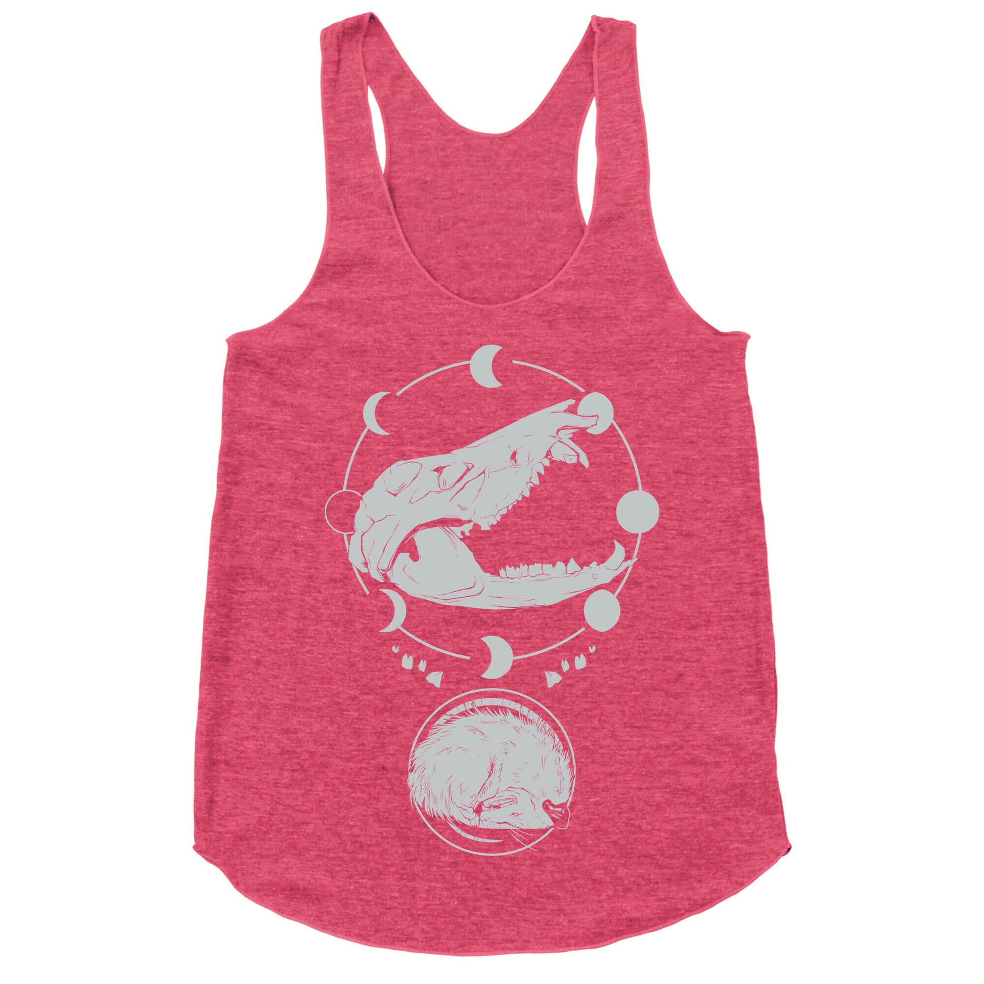 Occult Trash Possum White Print Racerback Tank