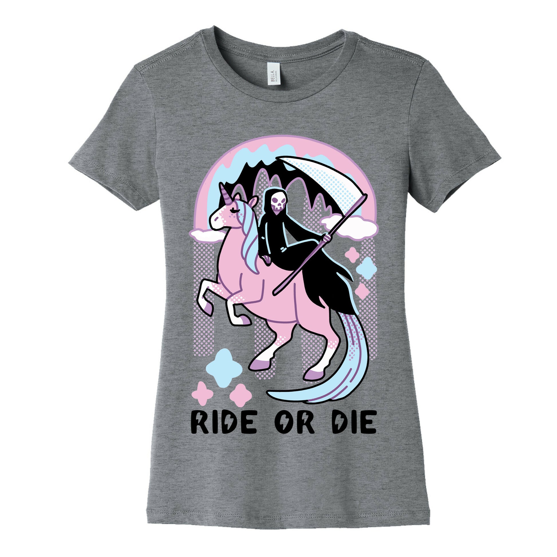 Ride or Die - Grim Reaper and Unicorn Women's Cotton Tee