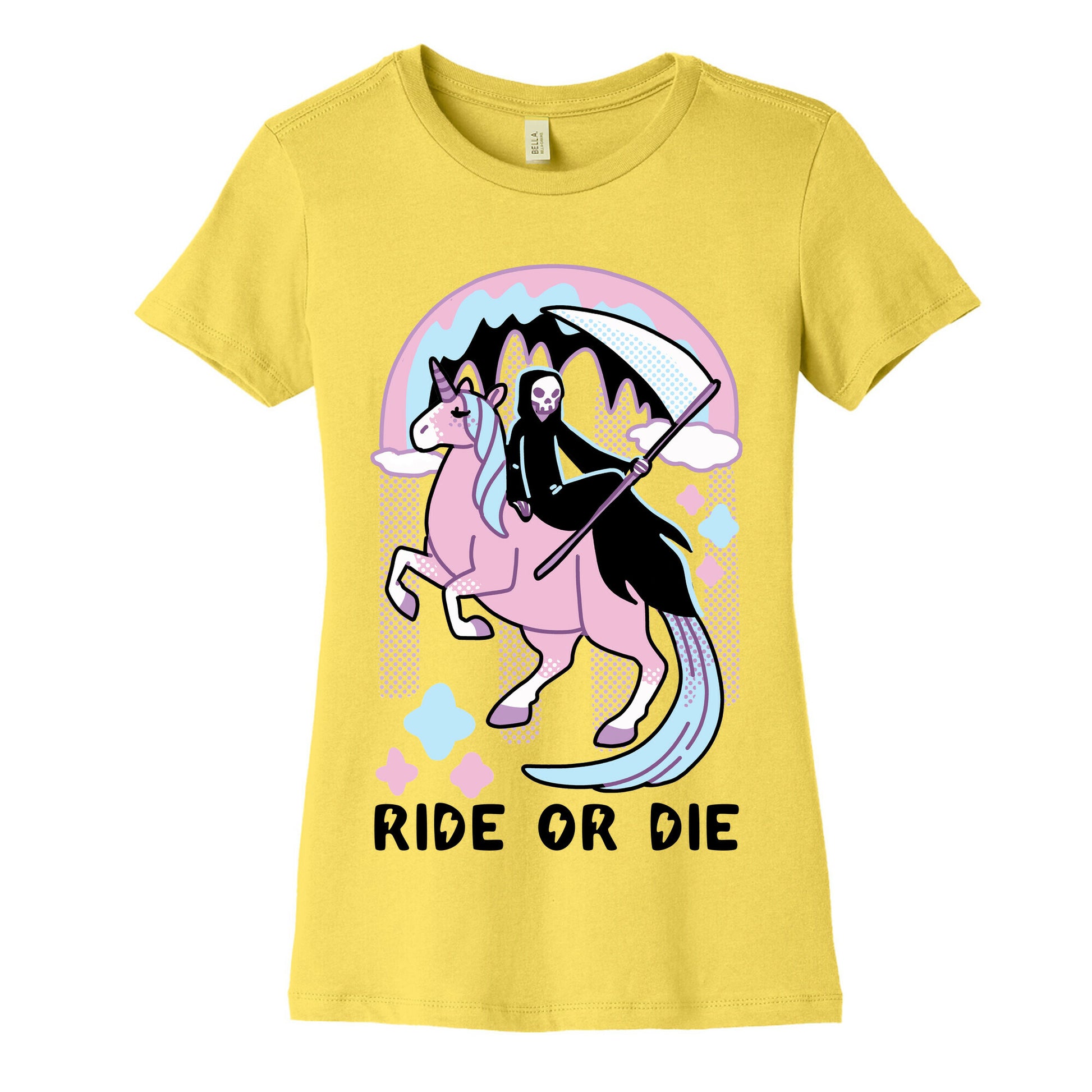 Ride or Die - Grim Reaper and Unicorn Women's Cotton Tee