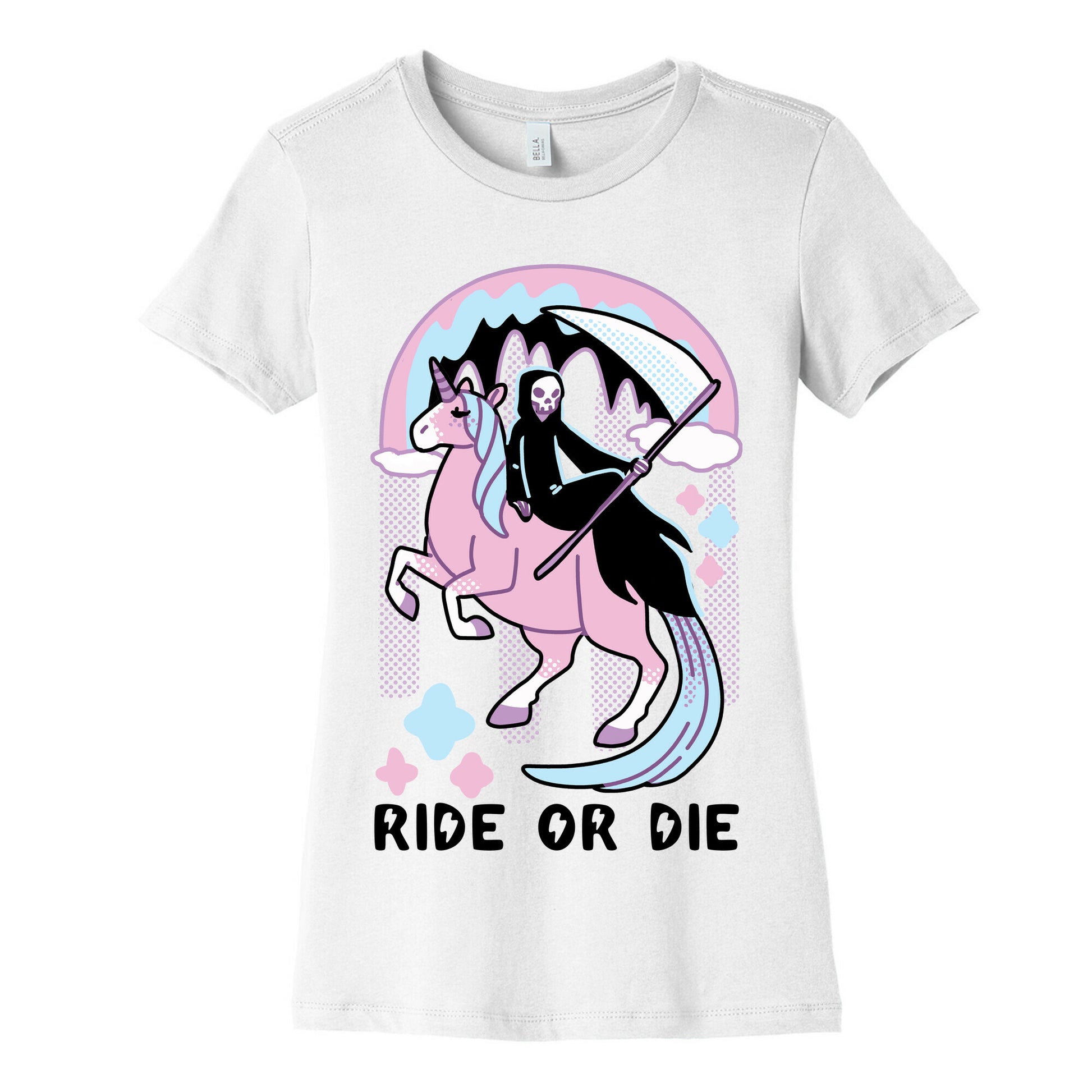 Ride or Die - Grim Reaper and Unicorn Women's Cotton Tee