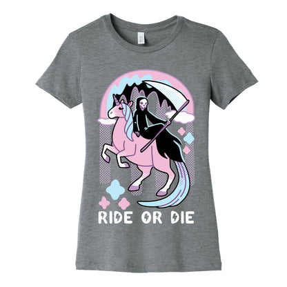Ride or Die - Grim Reaper and Unicorn Women's Cotton Tee