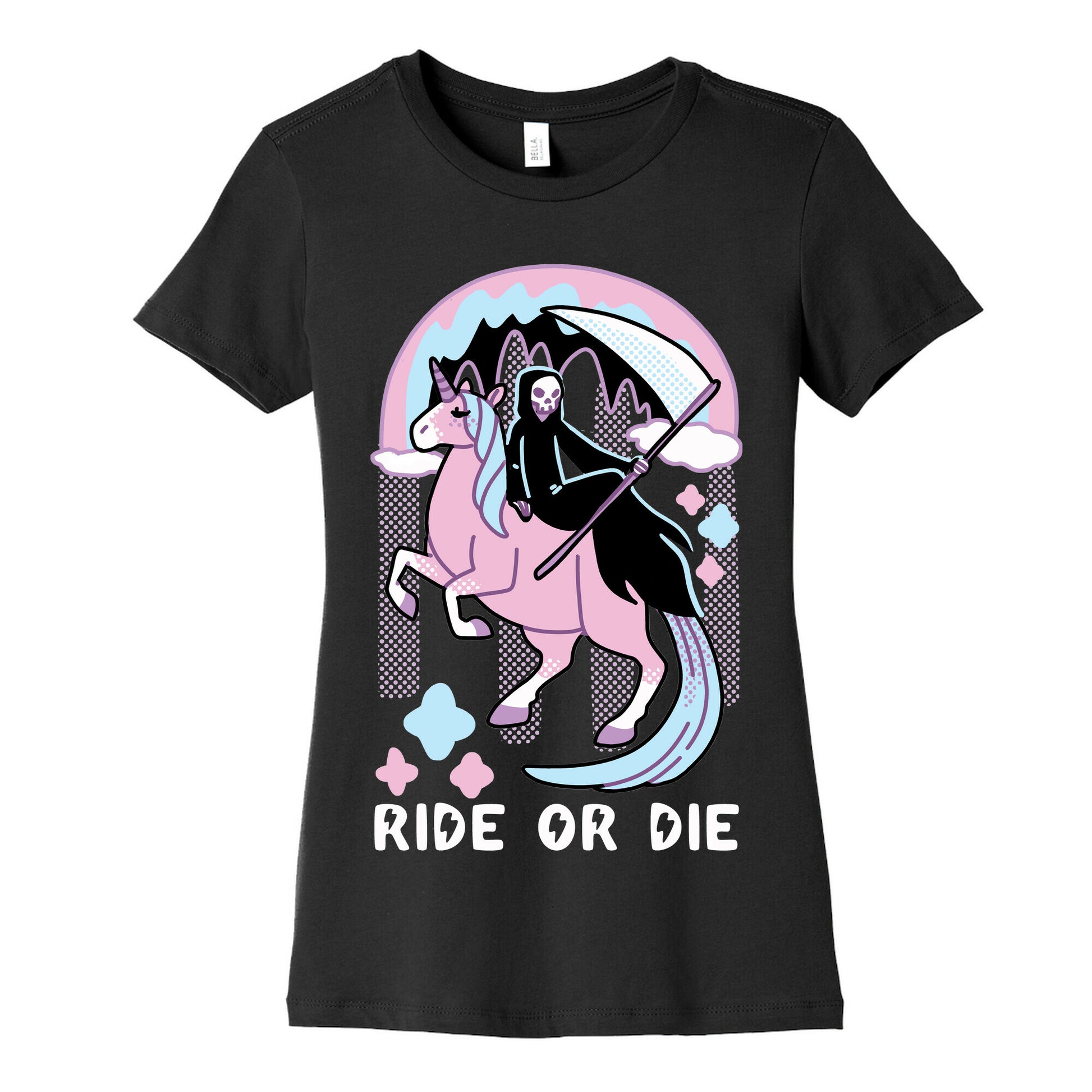 Ride or Die - Grim Reaper and Unicorn Women's Cotton Tee