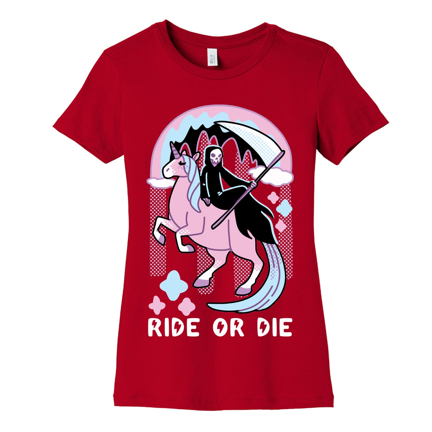 Ride or Die - Grim Reaper and Unicorn Women's Cotton Tee