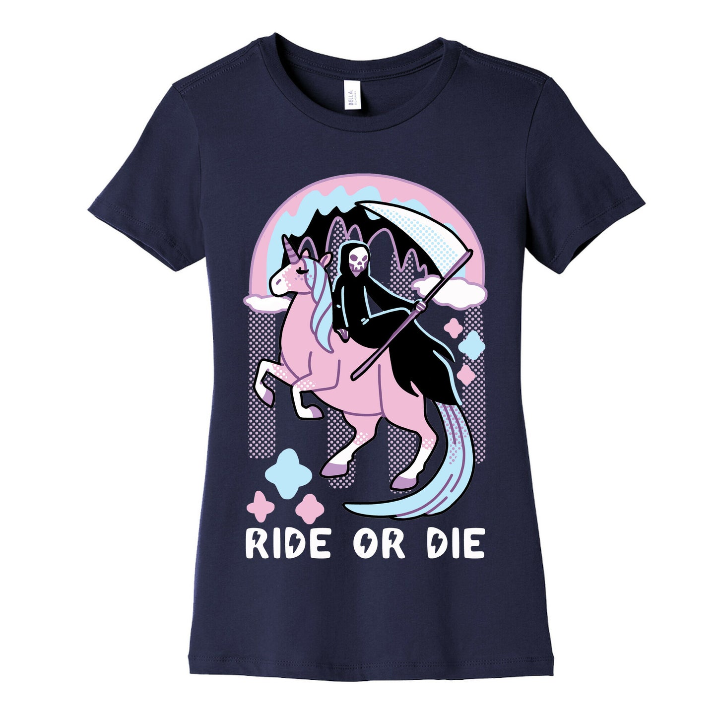 Ride or Die - Grim Reaper and Unicorn Women's Cotton Tee