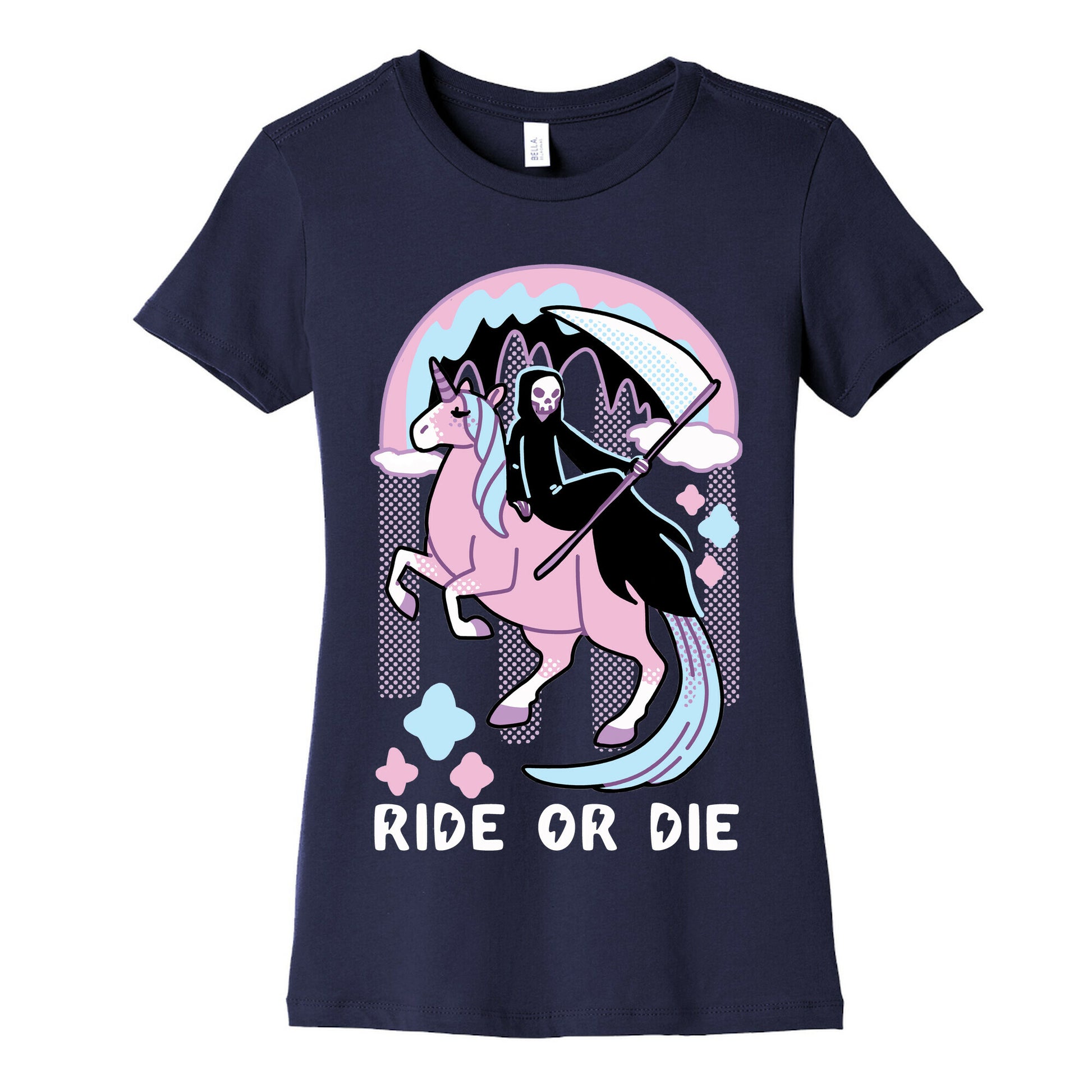 Ride or Die - Grim Reaper and Unicorn Women's Cotton Tee