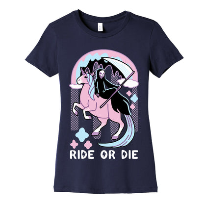 Ride or Die - Grim Reaper and Unicorn Women's Cotton Tee