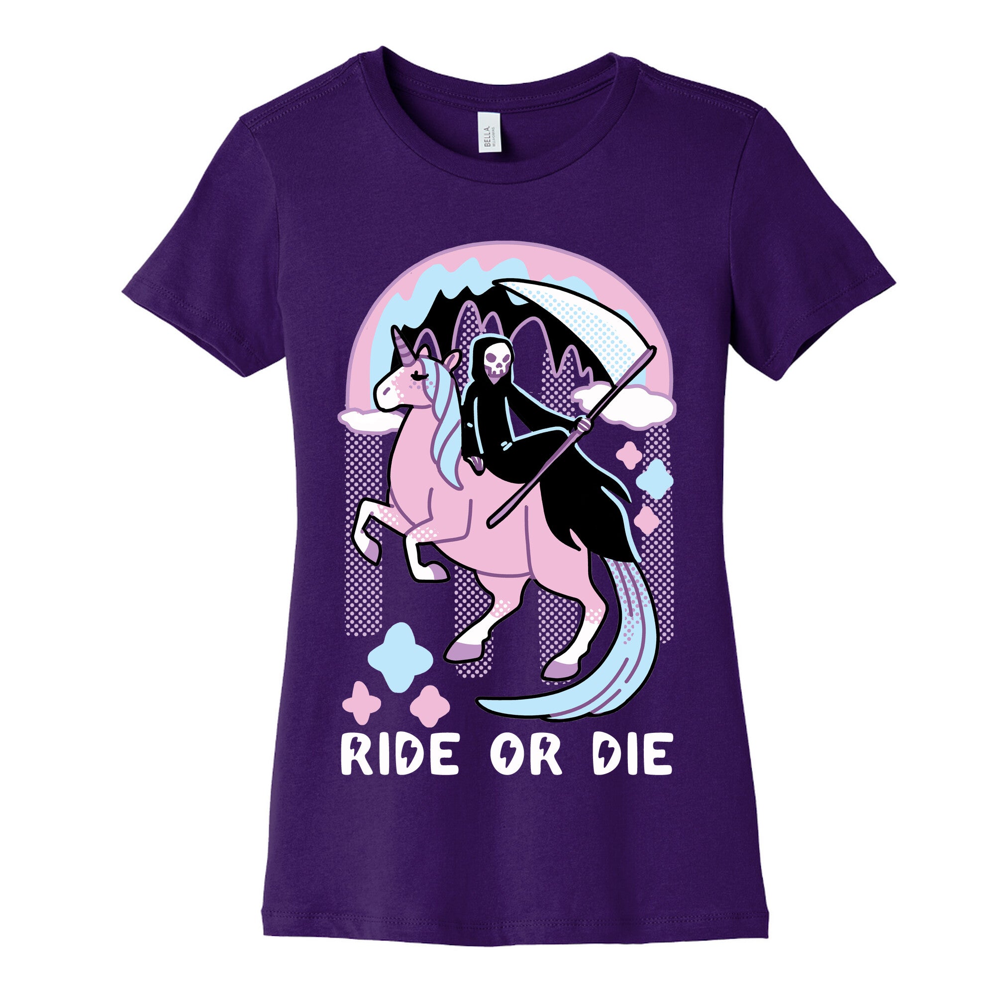 Ride or Die - Grim Reaper and Unicorn Women's Cotton Tee