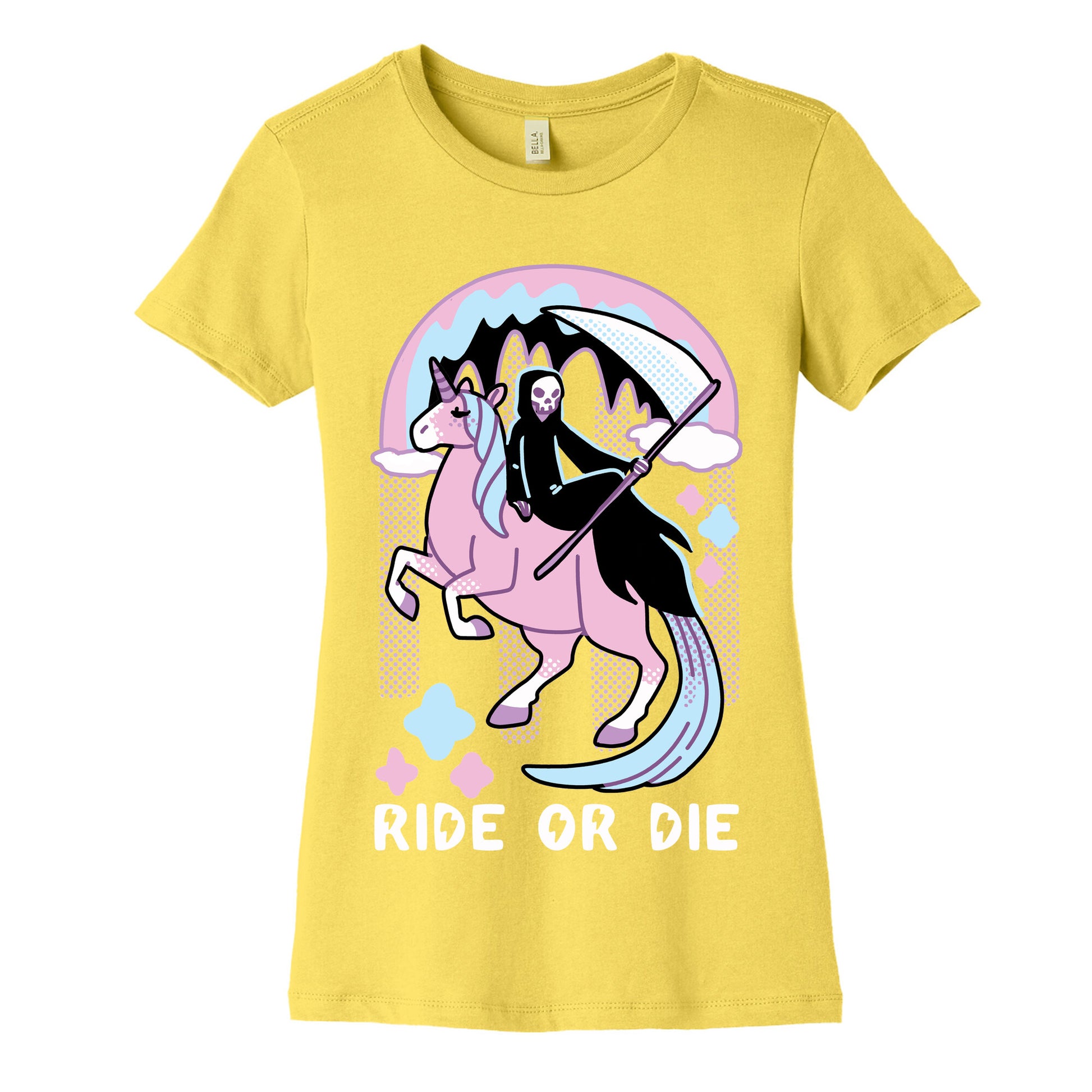 Ride or Die - Grim Reaper and Unicorn Women's Cotton Tee