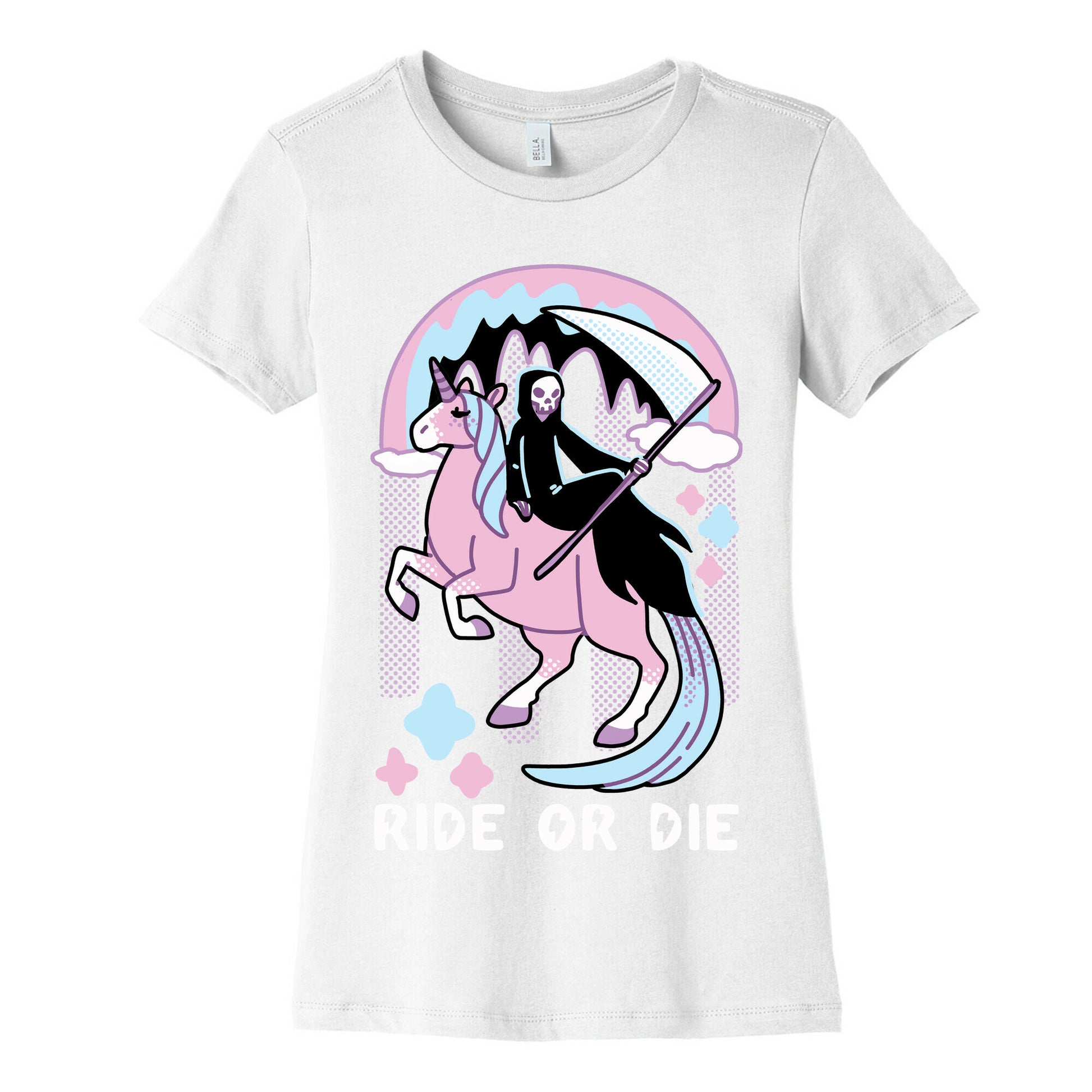 Ride or Die - Grim Reaper and Unicorn Women's Cotton Tee