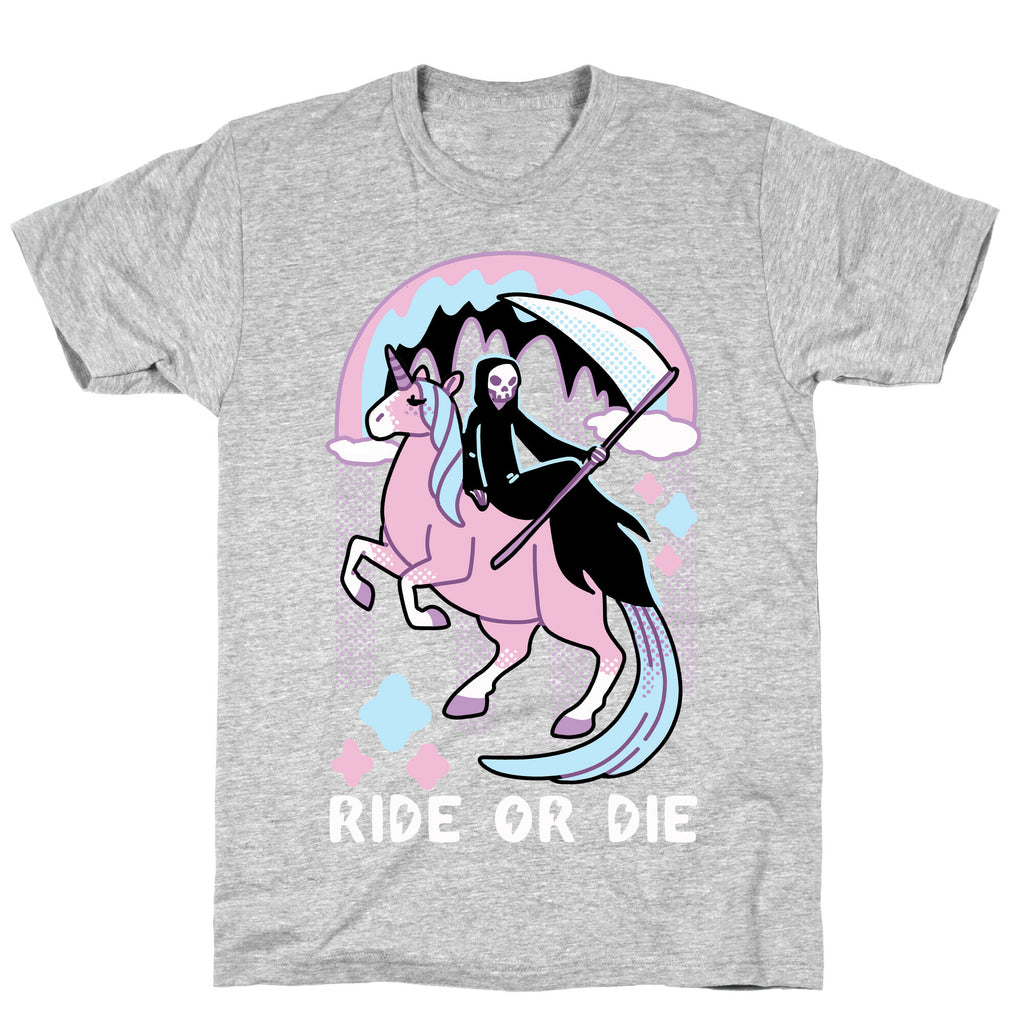 Ride or Die - Grim Reaper and Unicorn T-Shirt