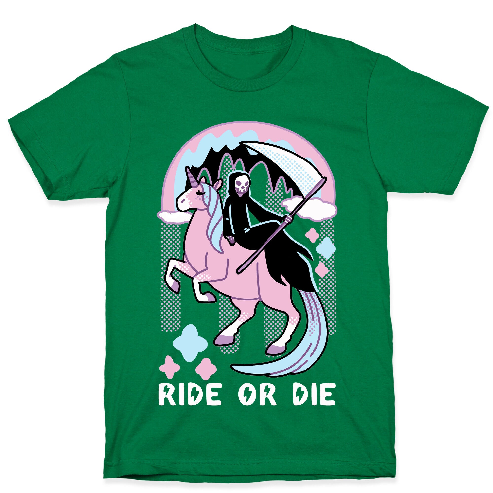Ride or Die - Grim Reaper and Unicorn T-Shirt