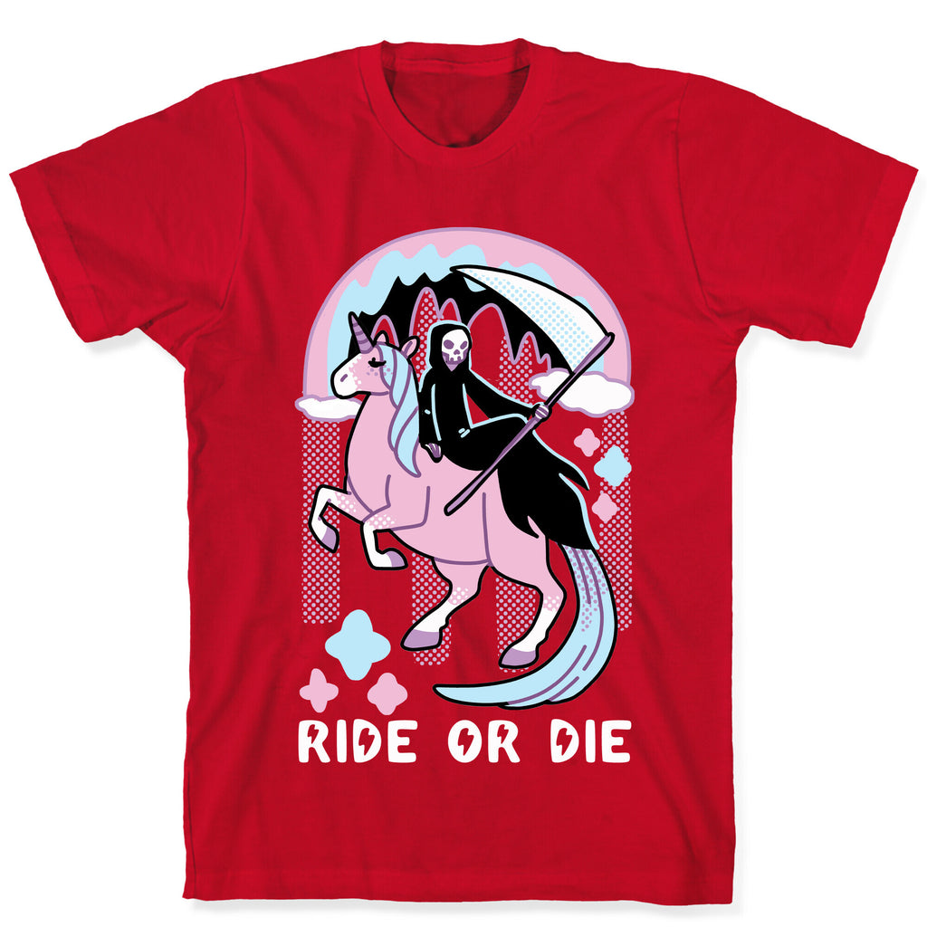 Ride or Die - Grim Reaper and Unicorn T-Shirt