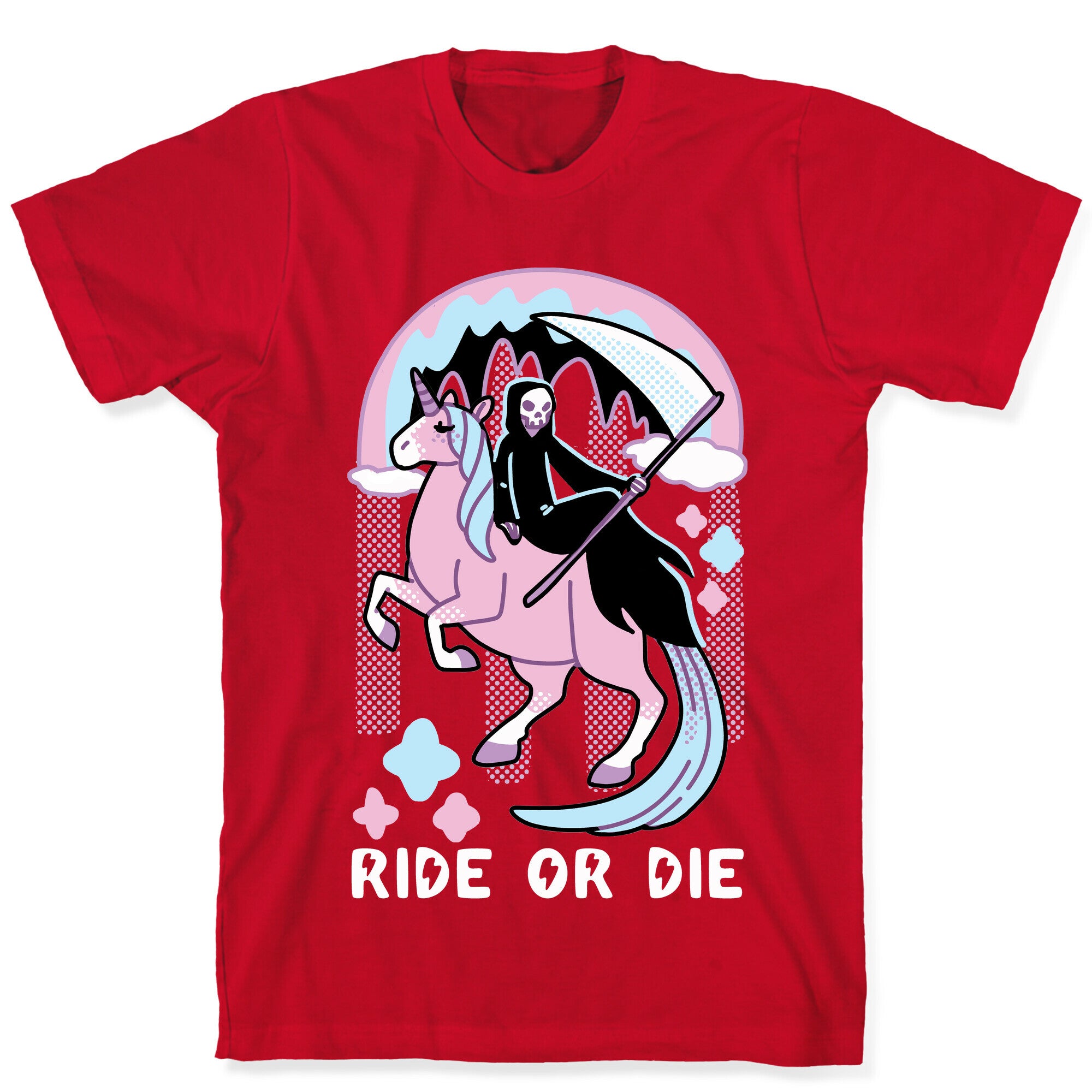 Ride or Die - Grim Reaper and Unicorn T-Shirt