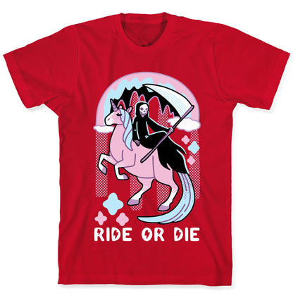 Ride or Die - Grim Reaper and Unicorn T-Shirt