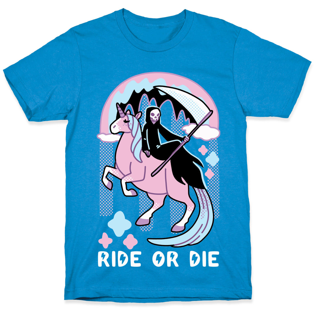 Ride or Die - Grim Reaper and Unicorn T-Shirt