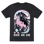 Ride or Die - Grim Reaper and Unicorn Unisex Triblend Tee