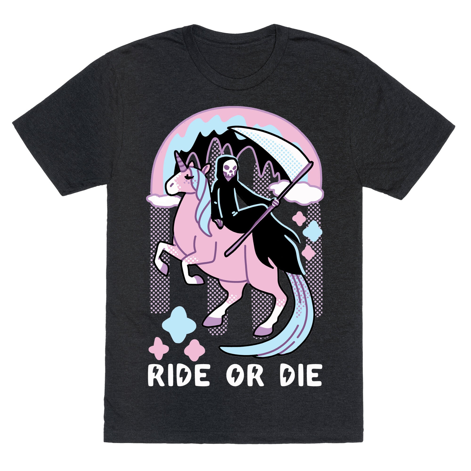 Ride or Die - Grim Reaper and Unicorn Unisex Triblend Tee