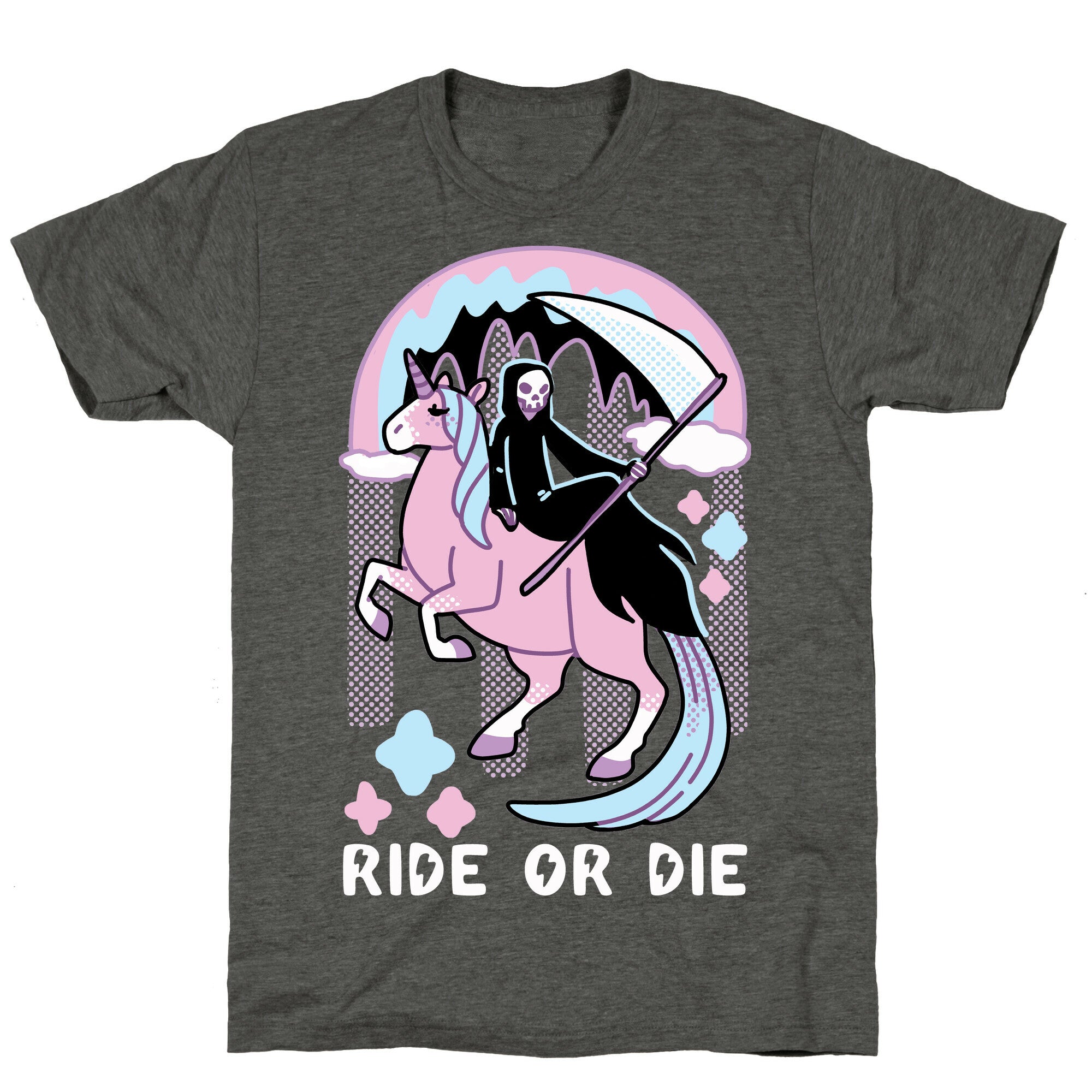 Ride or Die - Grim Reaper and Unicorn Unisex Triblend Tee