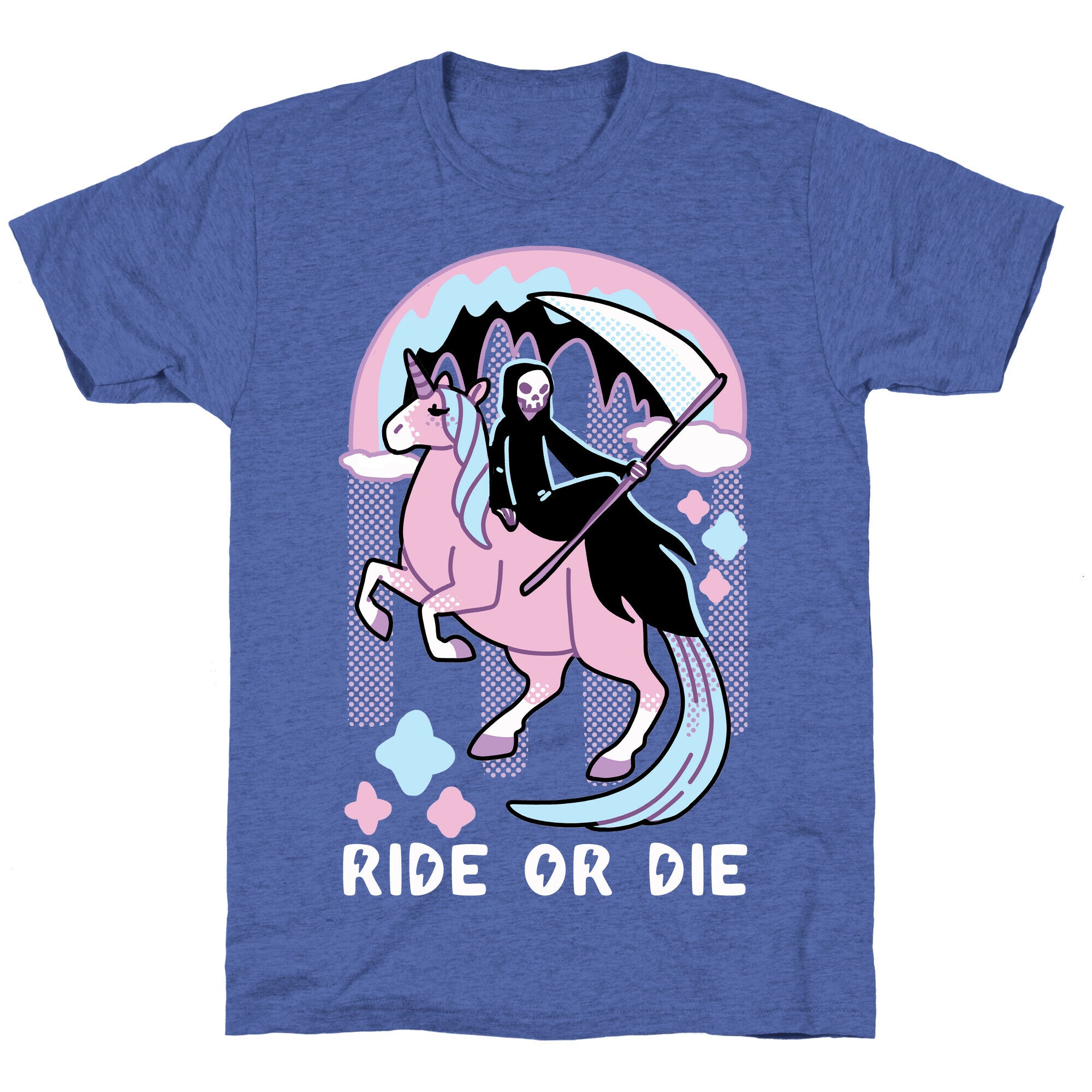 Ride or Die - Grim Reaper and Unicorn Unisex Triblend Tee