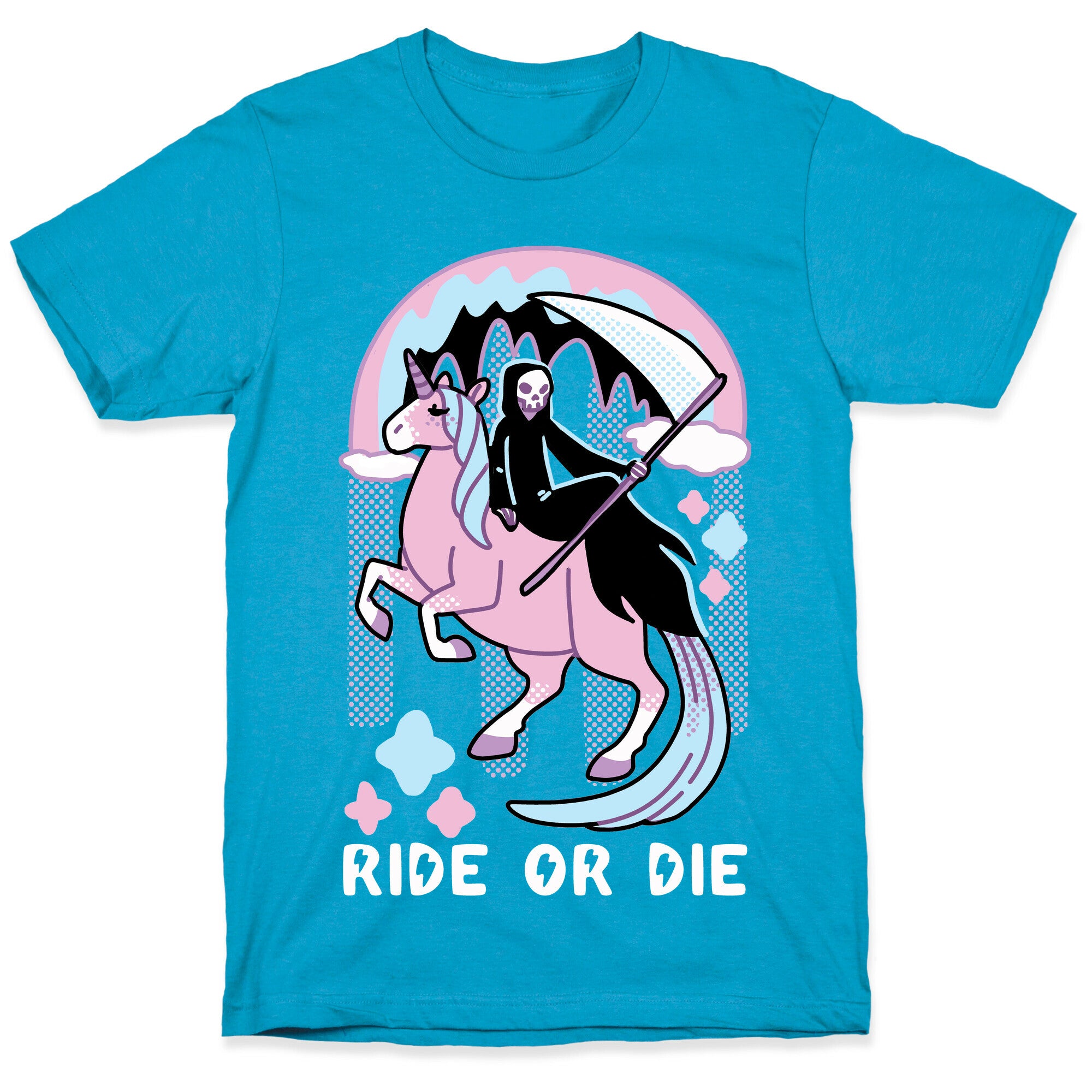 Ride or Die - Grim Reaper and Unicorn Unisex Triblend Tee