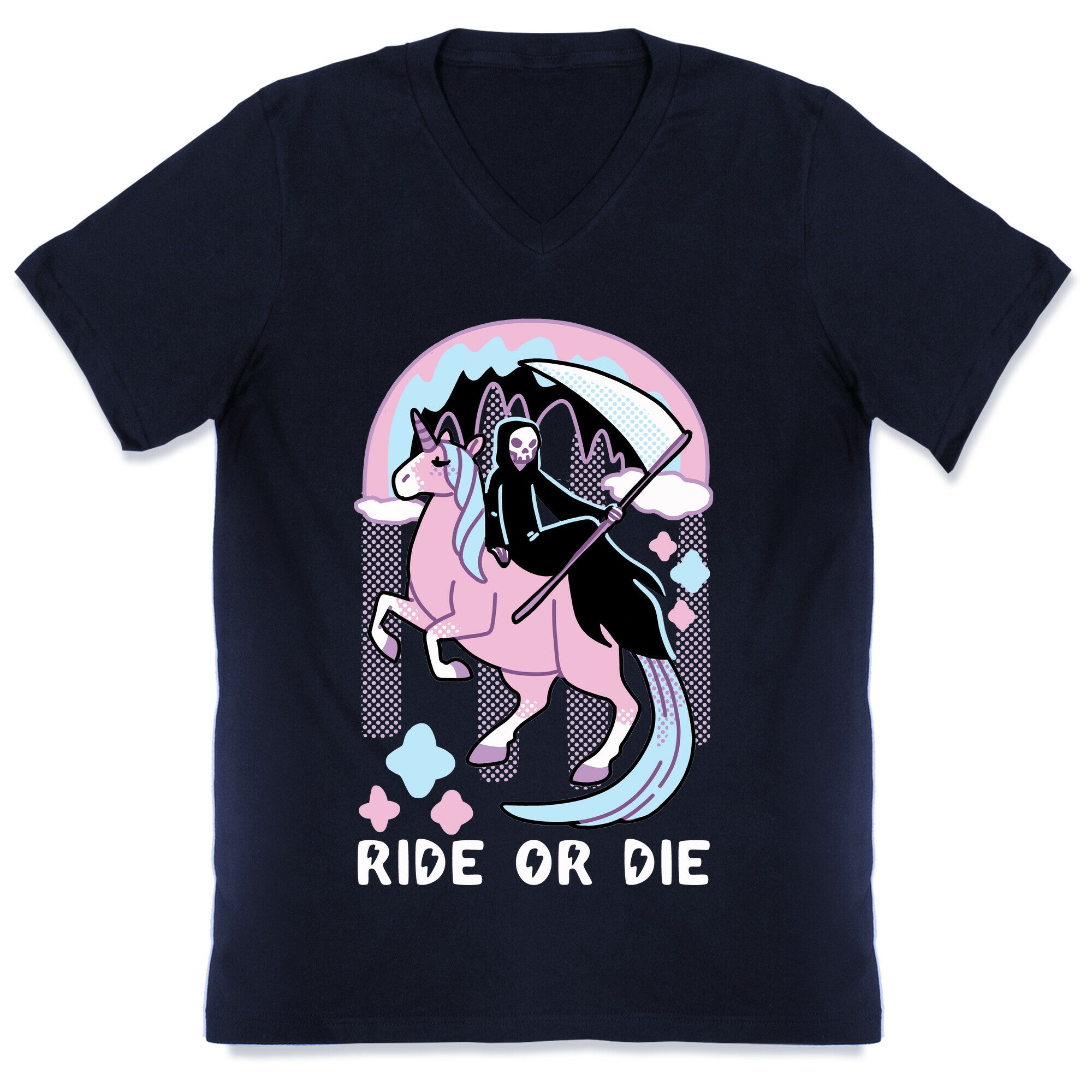 Ride or Die - Grim Reaper and Unicorn V-Neck