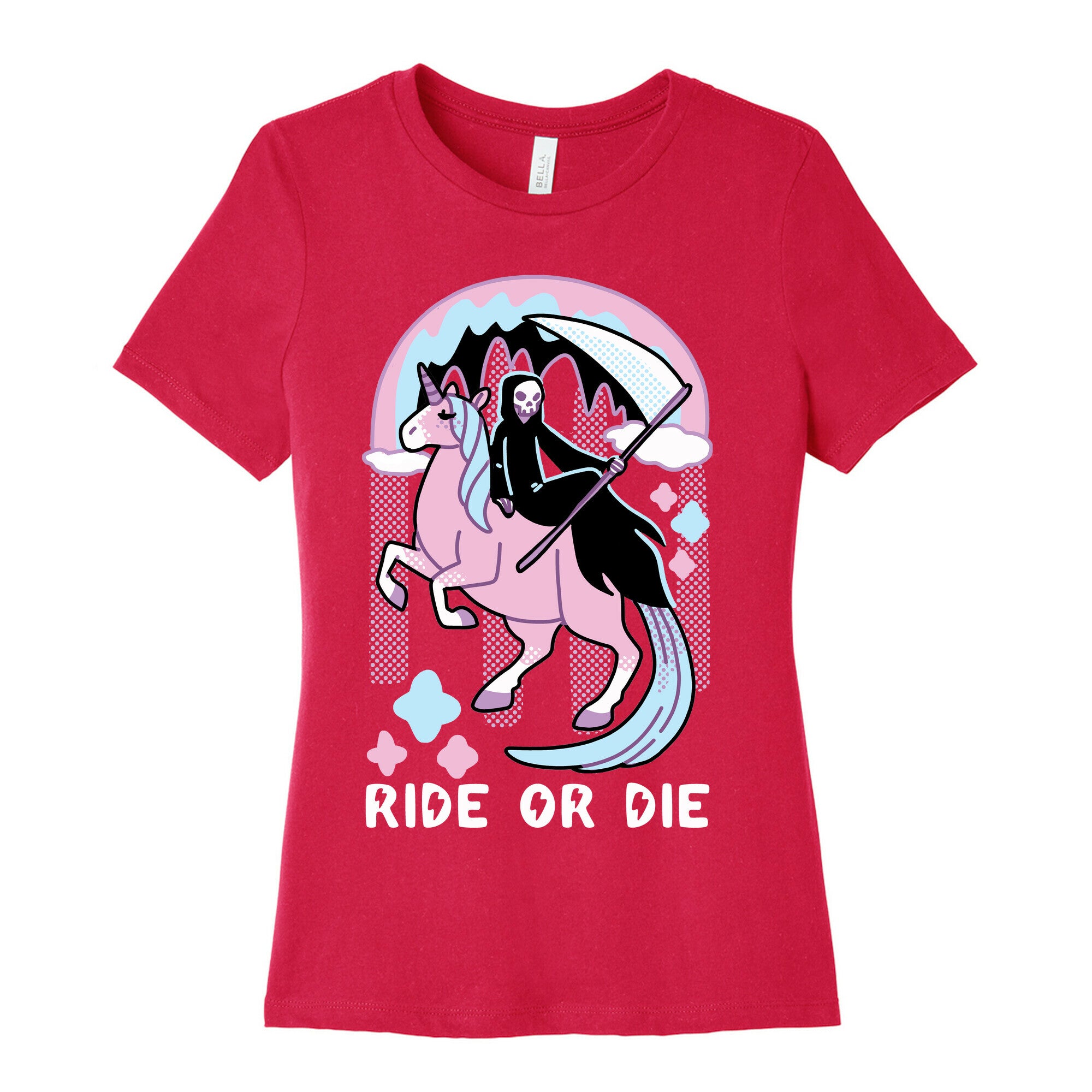 Ride or Die - Grim Reaper and Unicorn Women's Cotton Tee