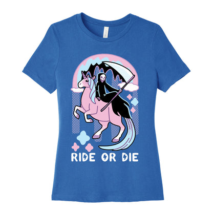 Ride or Die - Grim Reaper and Unicorn Women's Cotton Tee