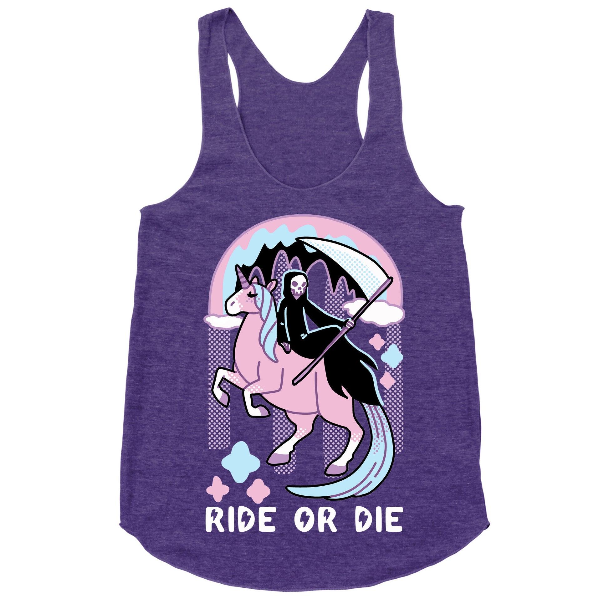 Ride or Die - Grim Reaper and Unicorn Racerback Tank