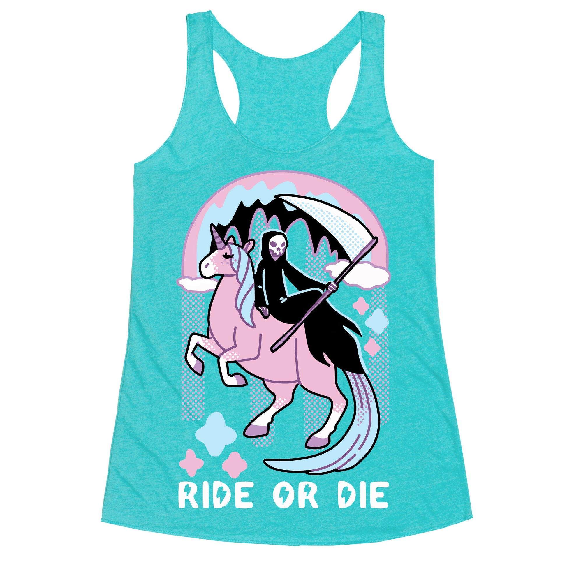 Ride or Die - Grim Reaper and Unicorn Racerback Tank