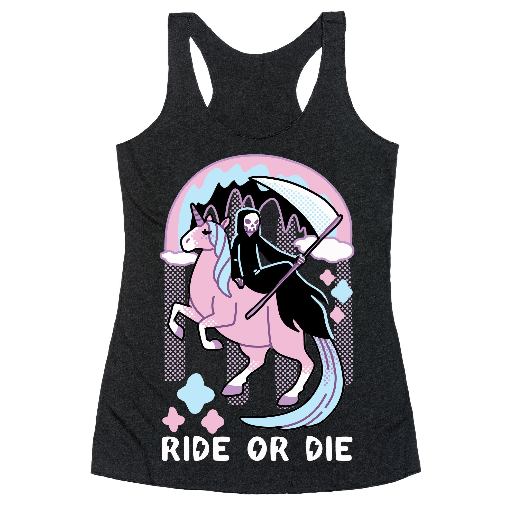 Ride or Die - Grim Reaper and Unicorn Racerback Tank